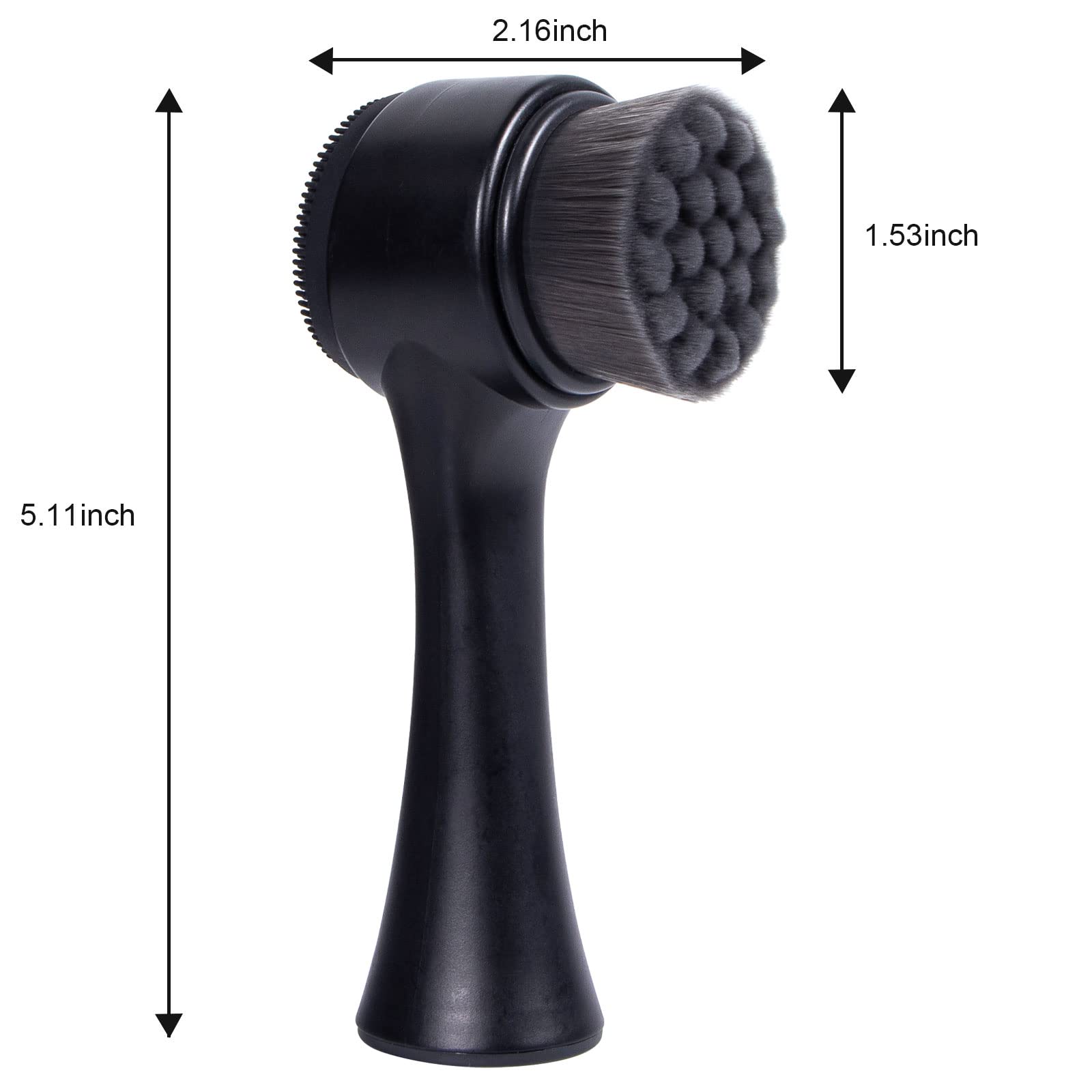 Ooloveminso 2-in-1 Facial Cleansing Brush - Ultra Soft Bristles & Silicone Scrubber for Deep Pore Cleansing & Exfoliation | Perfect for Daily Skincare Routine & Travel-Friendly Beauty Tool (Black)
