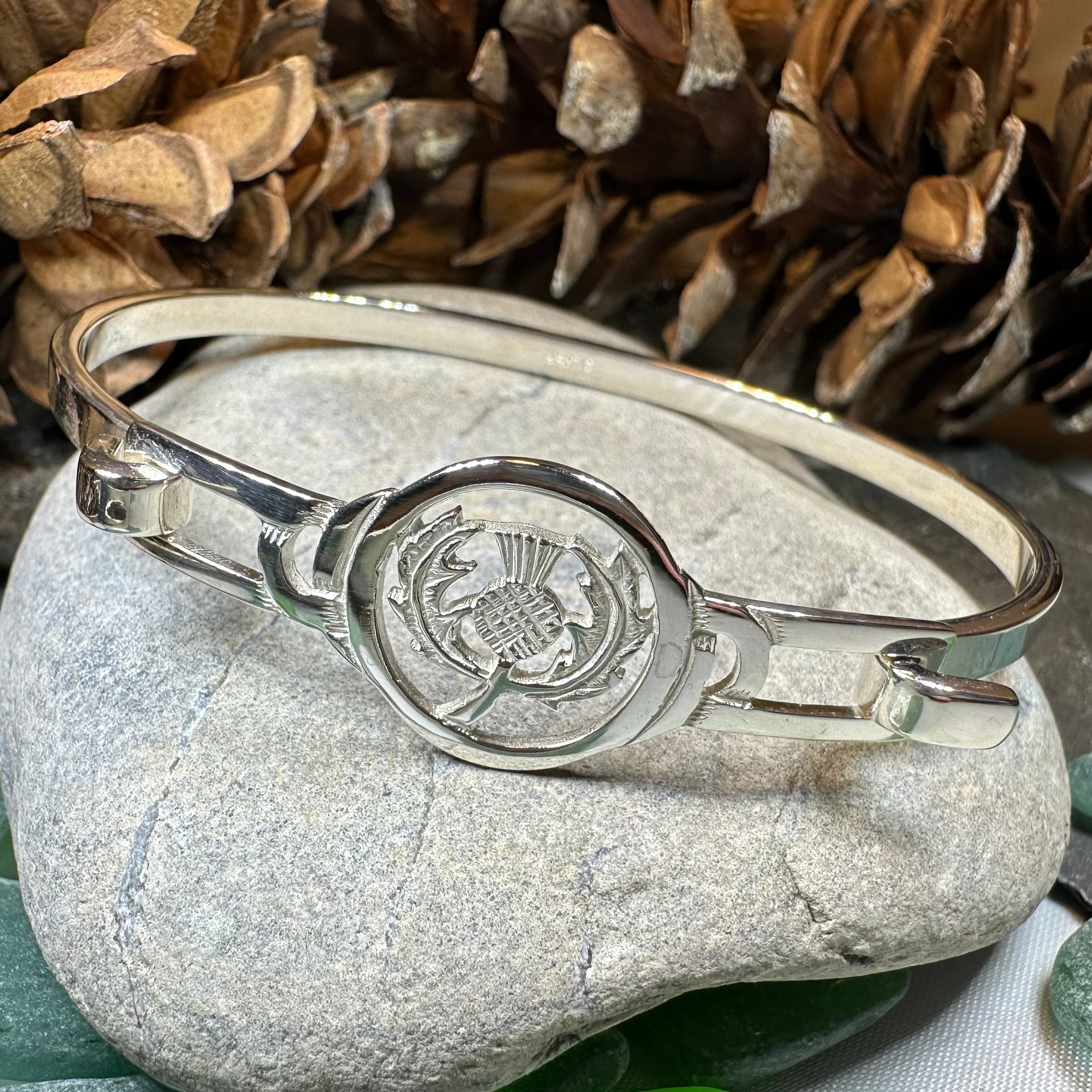 Laphroaig Scottish Thistle Bracelet - Handmade Celtic Jewelry with Sterling Silver - Perfect for Scottish Heritage Gifts & Tartan Fashion Accessories