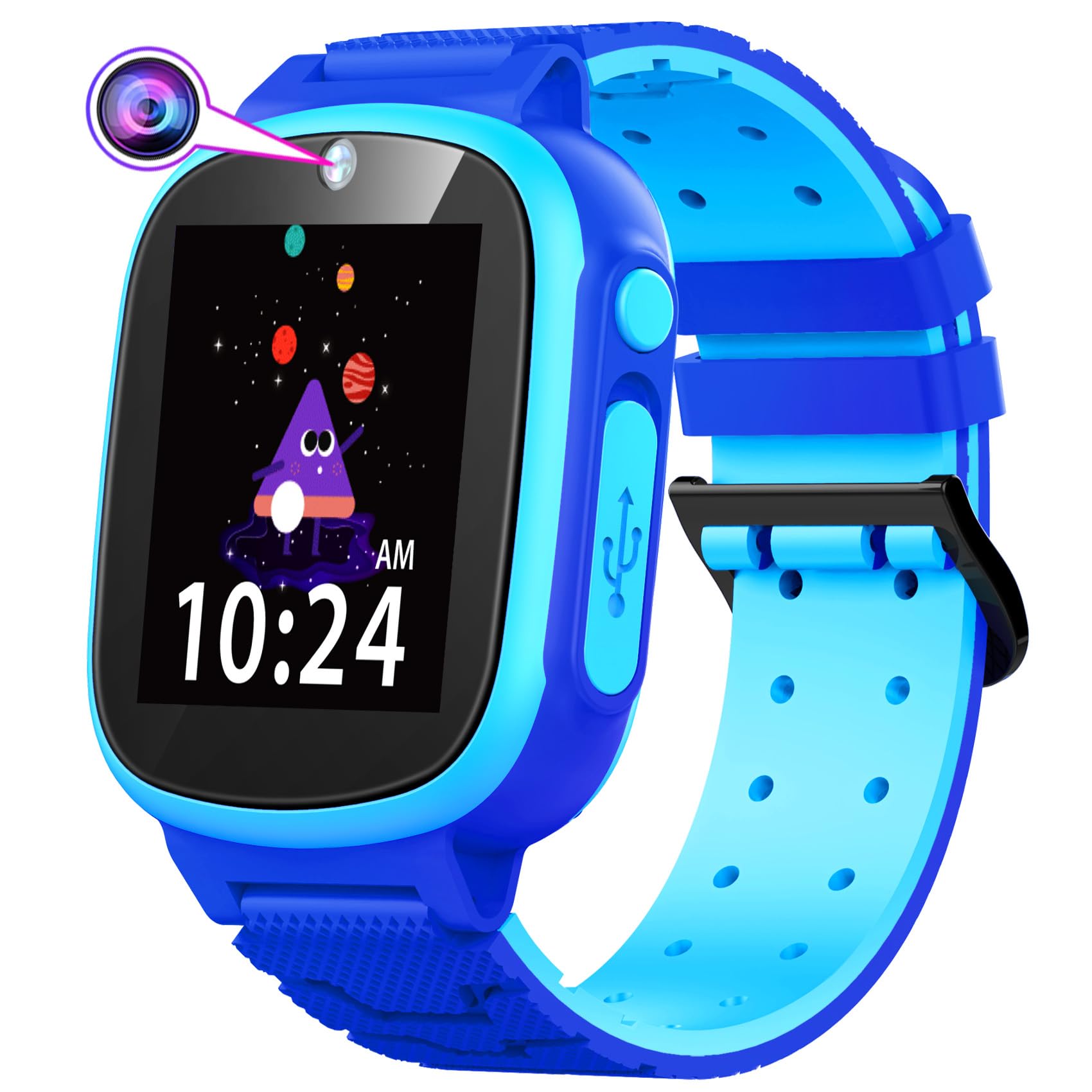 Upgrade Kids Smart Watch for Boys & Girls Ages 3-12 - Educational Learning Toy with HD Touchscreen, Alarm, Calendar, Games, Camera, Video & Music - Perfect Birthday Gift for Kids 3-10 Years Old (Blue) | Ideal for School, Outdoor Play & Parent-Child Communication