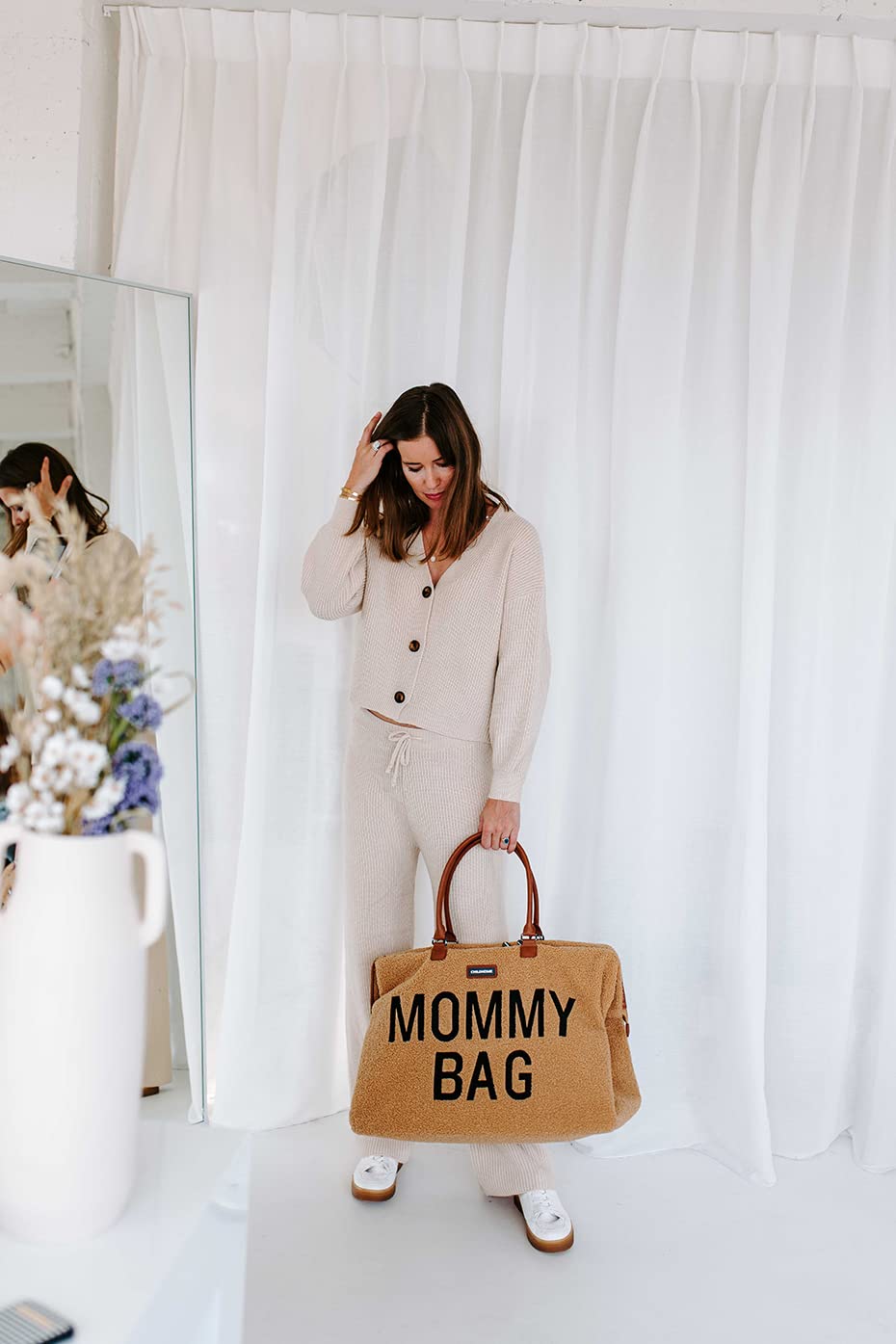 Premium Large Baby Diaper Bag - Spacious Mommy Hospital & Travel Tote - Must-Have Pregnancy Essentials for New Moms (Teddy Brown) | Perfect for Hospital Visits, Daycare Trips & Family Outings