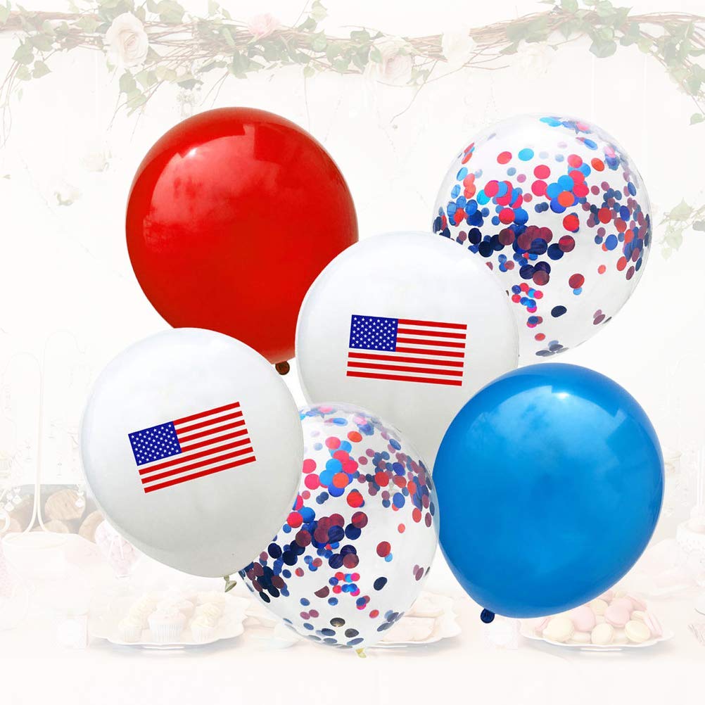 BinaryABC Patriotic Latex Balloons with Confetti - 25Pcs 4th of July Decorations for Independence Day Parties, Birthday Celebrations & Patriotic Events