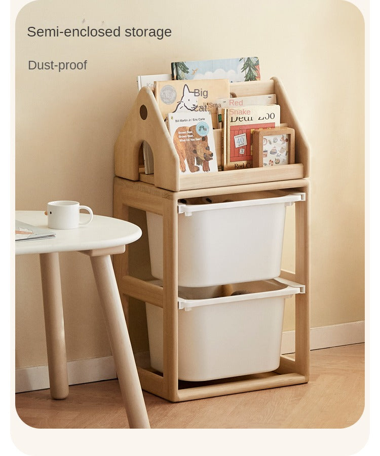 **Solid Wood Montessori Toy Storage Shelf for Kids - Organize Playroom, Nursery & Bedroom Toys - Eco-Friendly Poplar Wood Children's Bookshelf**
