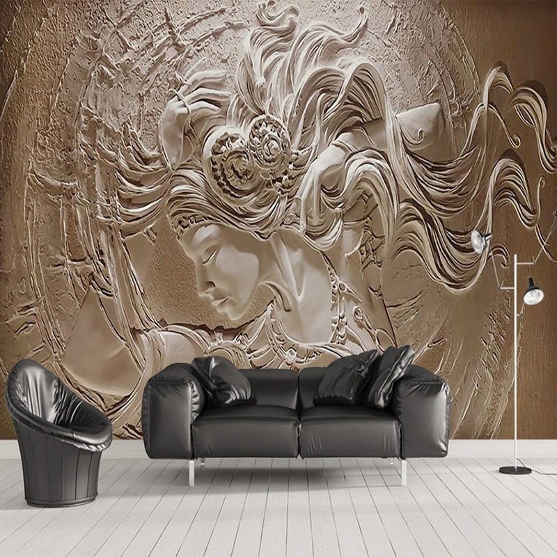 Relief Beauty Wallpaper for Home Wall Decor - Self-Adhesive Peel and Stick Wallpaper for Living Room, Bedroom, Office - Easy to Install & Remove