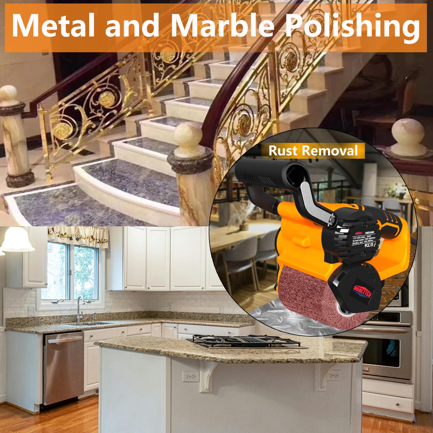 Professional Drum Sander for Woodworking - Variable Speed Surface Conditioning Tool with VAC Nozzle | Paint Stripper, Burnishing & Polishing Machine | Includes Tool Bag (Model DBDS500) | Perfect for DIY Projects, Furniture Refinishing & Floor Restoration