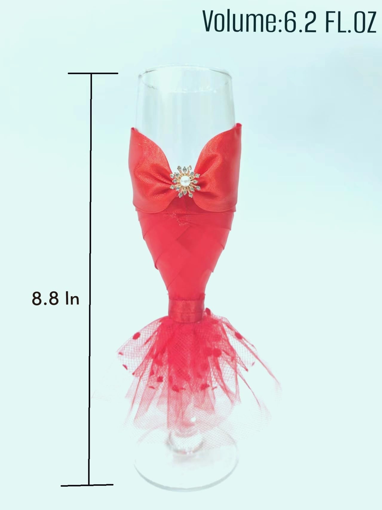 Elegant Wedding Champagne Flutes Set - Bride & Groom Toasting Glasses for Wedding Ceremony, Bridal Shower Gift - Romantic Red Dress Design - Perfect for Wedding Toast, Anniversary Celebration and Couple's Romantic Dinner