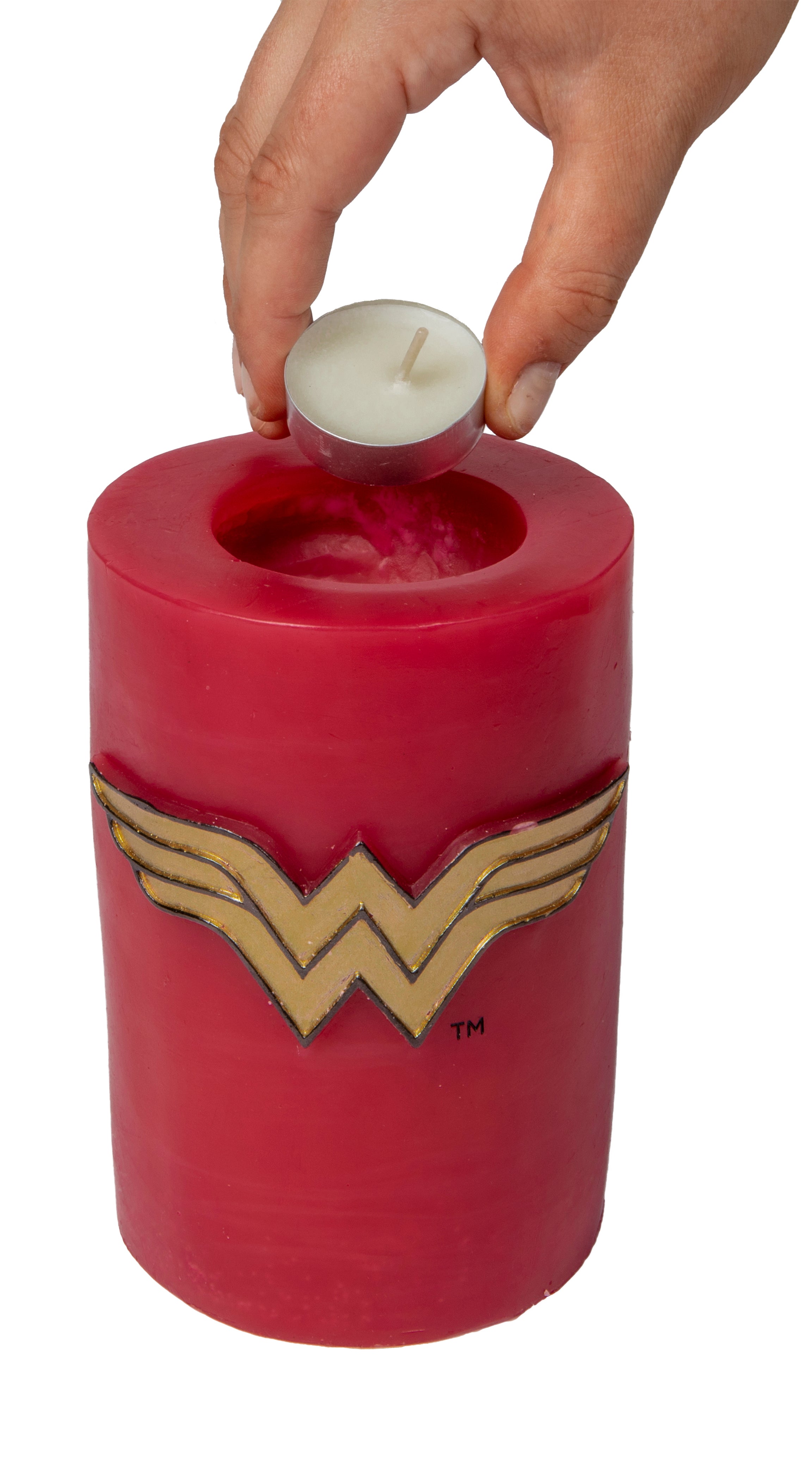 DC Comics Wonder Woman Sculpted Insignia Scented Candle - Superhero Home Decor & Gift for Fans, Perfect for Bedroom, Office, or Geeky Collectibles Display