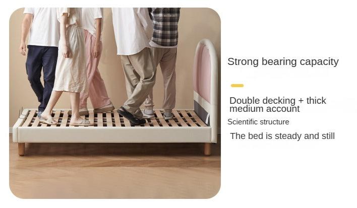 Organic Leather Kids Cream-Colored Soft Bed - Cozy & Stylish Nursery Essential for Toddlers & Infants | Perfect for Bedrooms, Daycare & Playrooms