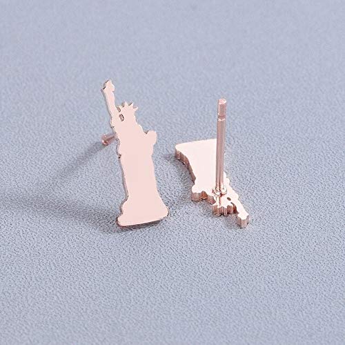 Harva Fashion Women's Stainless Steel Cute Stud Earrings - New York Statue of Liberty Design Rose Gold Jewelry for Girls & Women | Perfect for Travel, Gift Giving & Everyday Wear