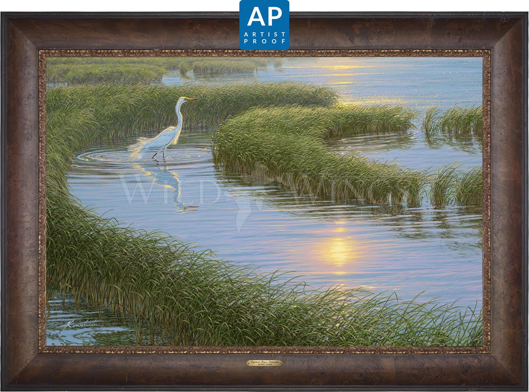 Evening Solitude - White Egret Artist Proof Edition (AP) | Limited Edition Art Print | Perfect for Home Decor, Office Wall Art & Gift Giving