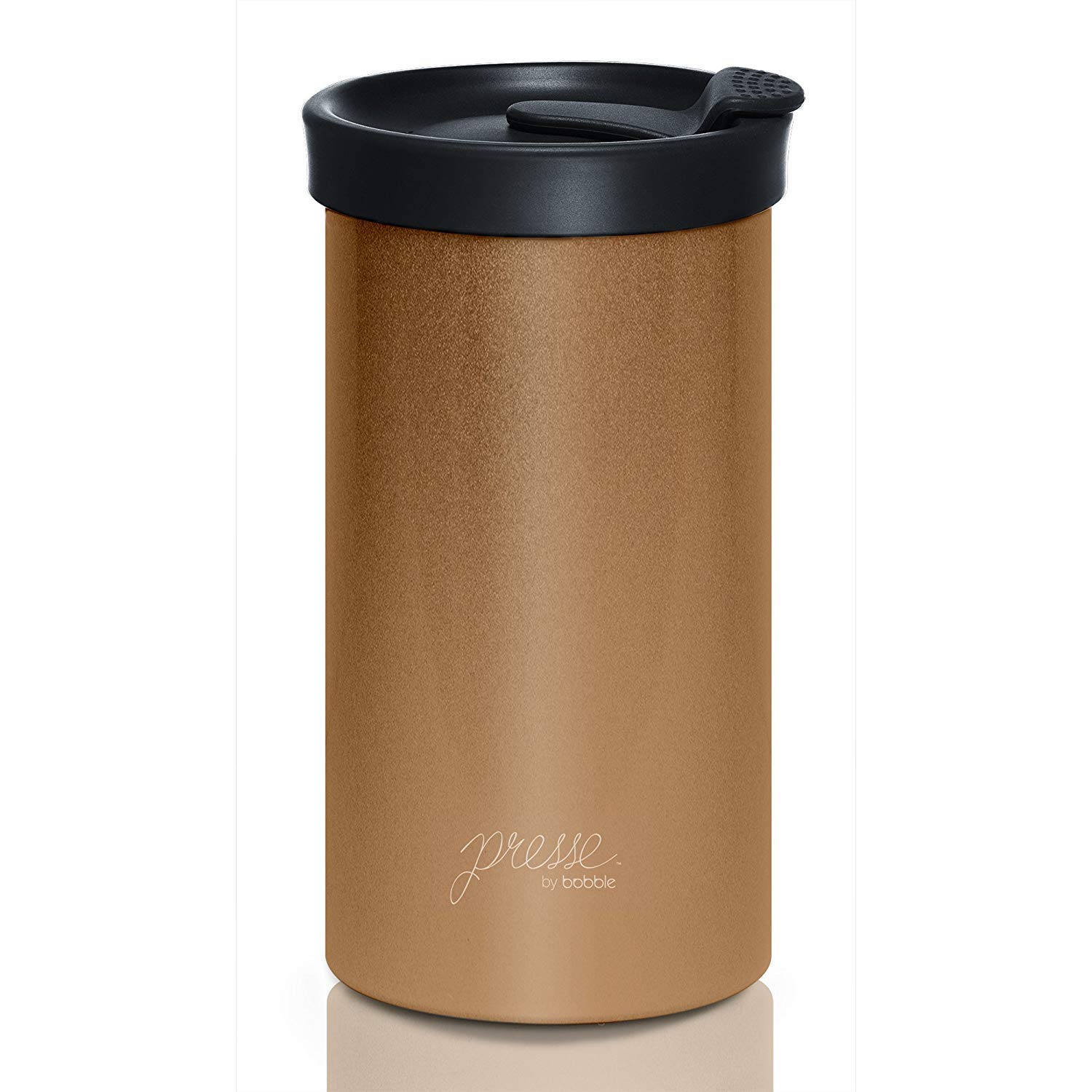 Bobble French Press Coffee Maker with Insulated Stainless Steel Travel Mug - 13oz Portable Coffee Press for Camping, Office & Commuting (Copper)
