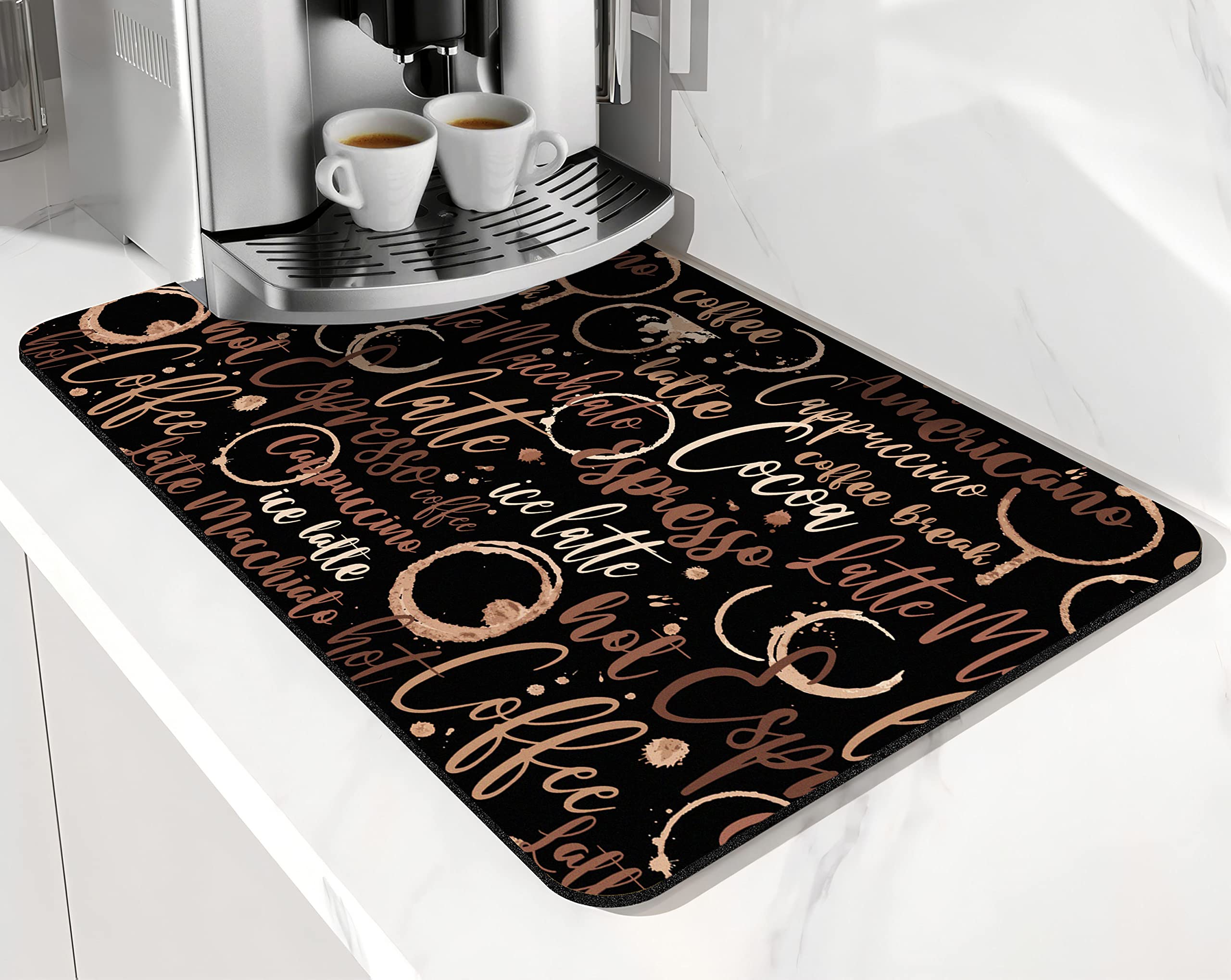 Premium Absorbent Coffee Bar Mat - Non-Slip Rubber Backed Countertop Protector (20x12 Inch) - Ideal for Kitchen Counter, Dish Drying & Decor - Perfect Gift for Coffee Lovers & Home Chefs