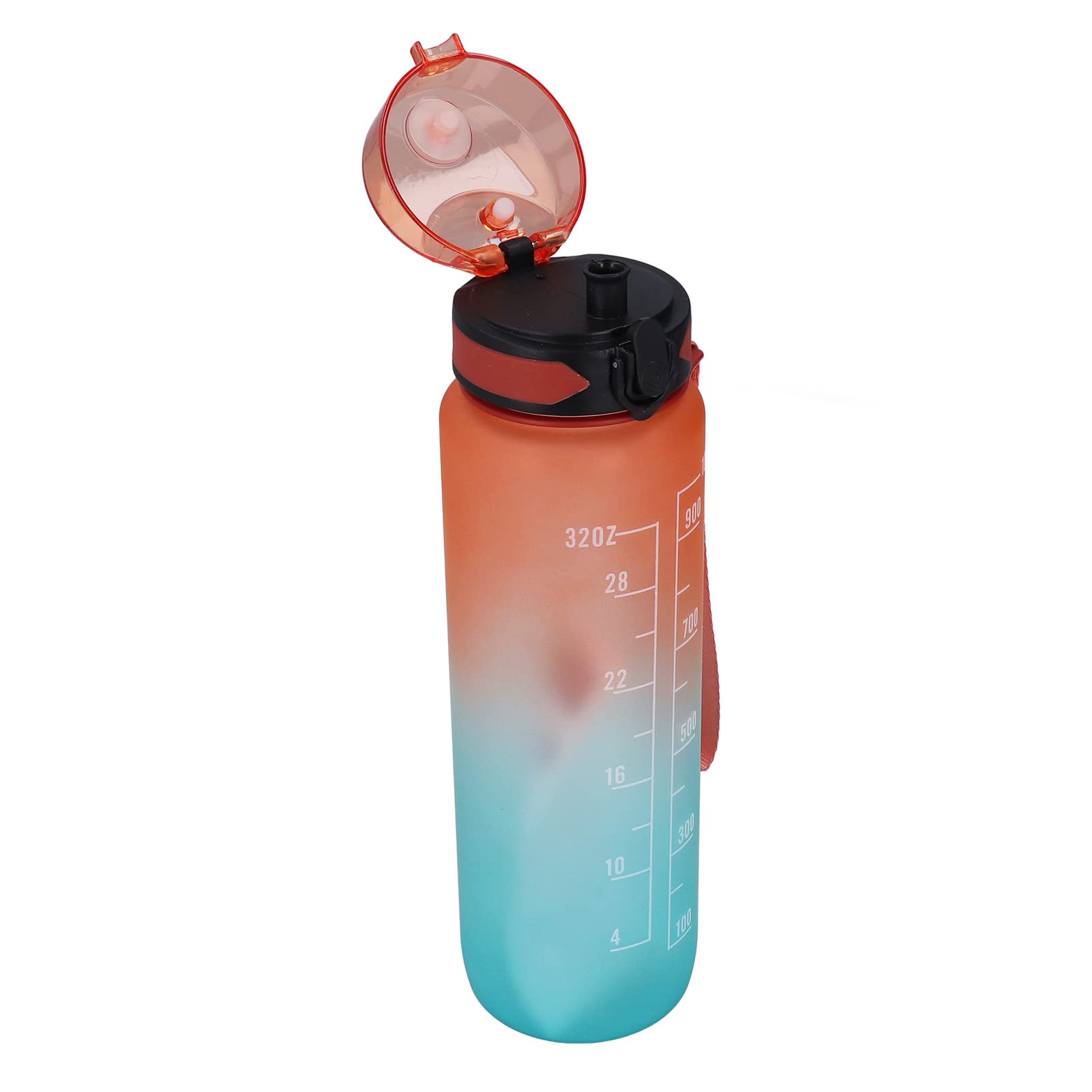 CHICIRIS 32oz Motivational Water Bottle with Time Marker & Self-Adhesive Lanyard - BPA Free Leakproof Sports Bottle for Office, Gym, Cycling, Hiking & Outdoor Activities