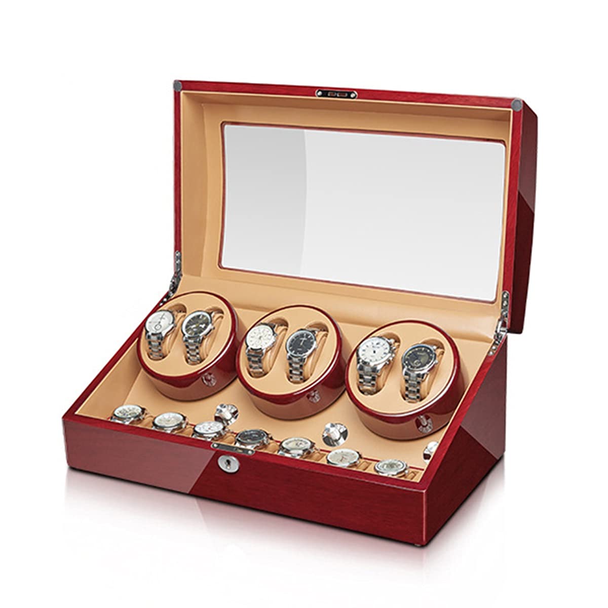Automatic Watch Winder Box with Silent Mabuchi Motor - Wooden Display Case with Flexible Watch Pillows for Men & Women - Luxury Watch Storage for Home, Office & Travel
