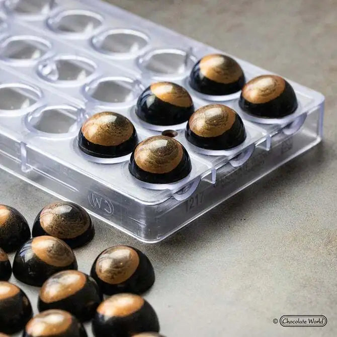 30mm Polycarbonate Half Sphere Chocolate Mold - 24 Cavities (9g, 1.25 Inch) for Baking, Candy Making, DIY Desserts & Party Treats