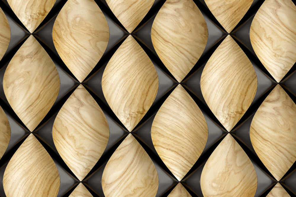 Premium 3D Solid Wood Tiles - Glossy Black Geometric Pattern - 100% Australian Made - Perfect for Modern Home & Office Wall Decor