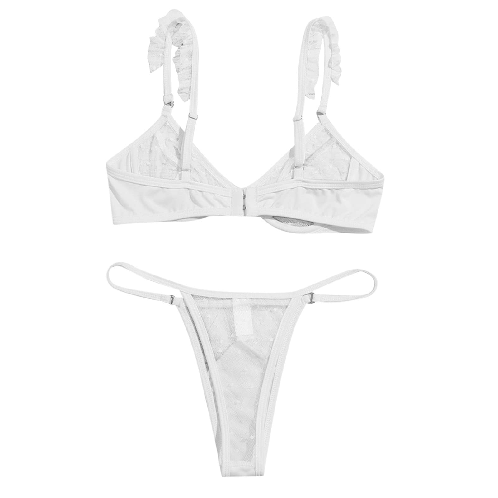 Sexy Lace Underwear Set for Women - Mesh Lingerie (White, S) | Perfect for Date Nights