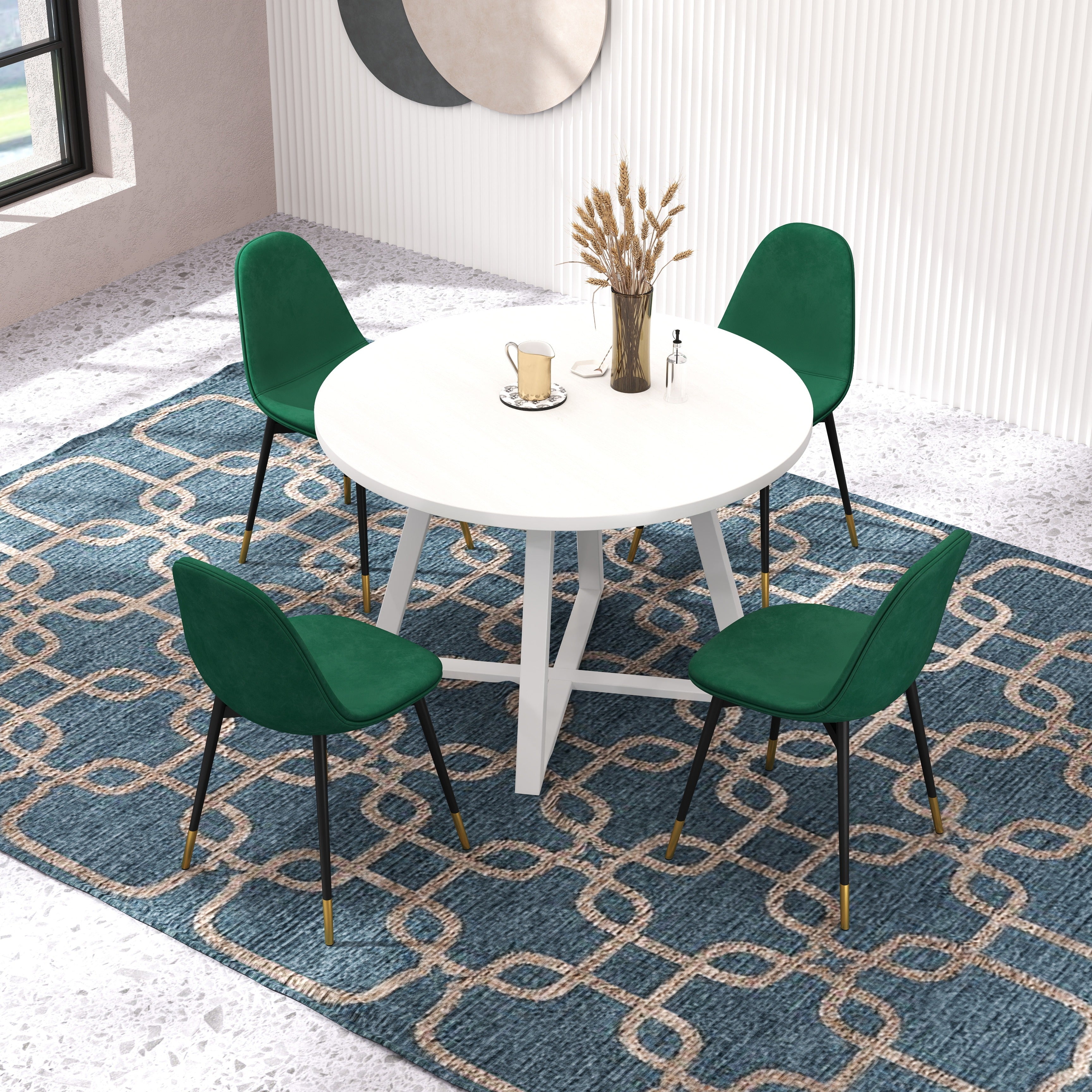 Roundhill Furniture Evatt 5-Piece Round Wood Dining Table Set with 4 Chairs - Perfect for Small Spaces, Kitchen Nooks & Outdoor Patio Dining
