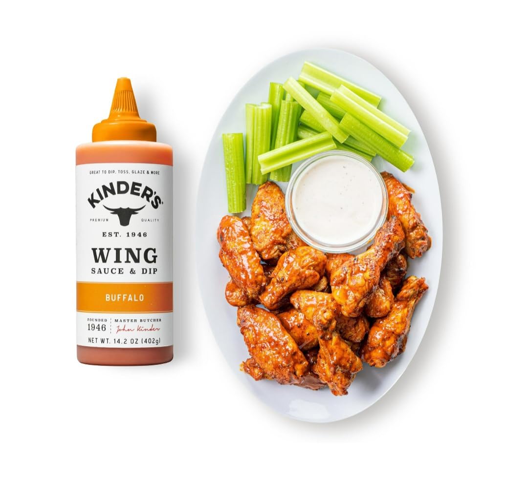 Kinders Buffalo Buttery Wing Sauce 14.2oz & Honey Hot BBQ Sauce 15.5oz Combo Pack - Premium Flavor for Chicken Wings, Ribs, and Grilling - Packaged by Bryant Desai Supplies