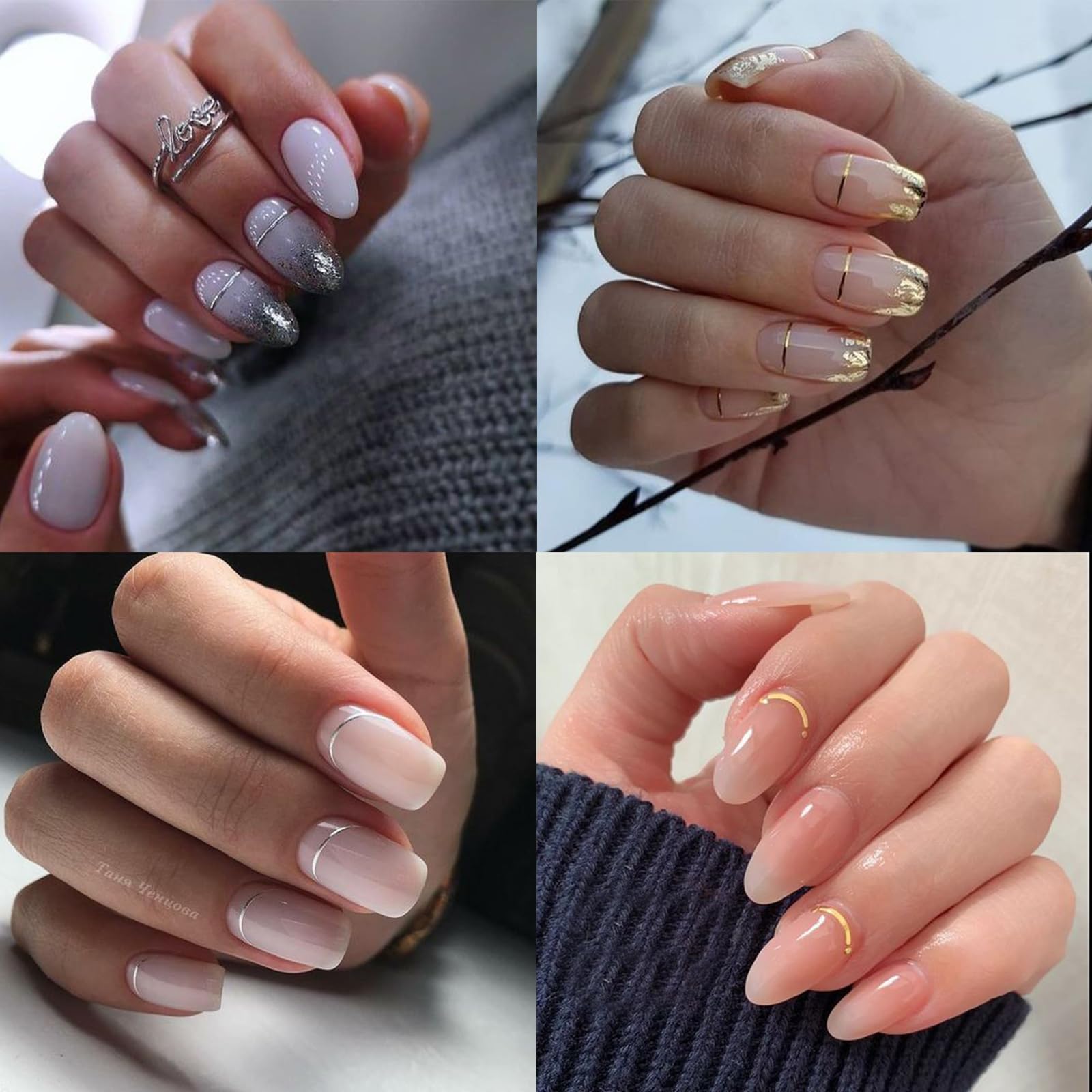 2 Pack 5D Crystal Diamond French Line Nail Art Stickers - Elegant Gold & Silver Nail Decals for Women | Perfect for Manicures, Parties, Weddings & Special Occasions
