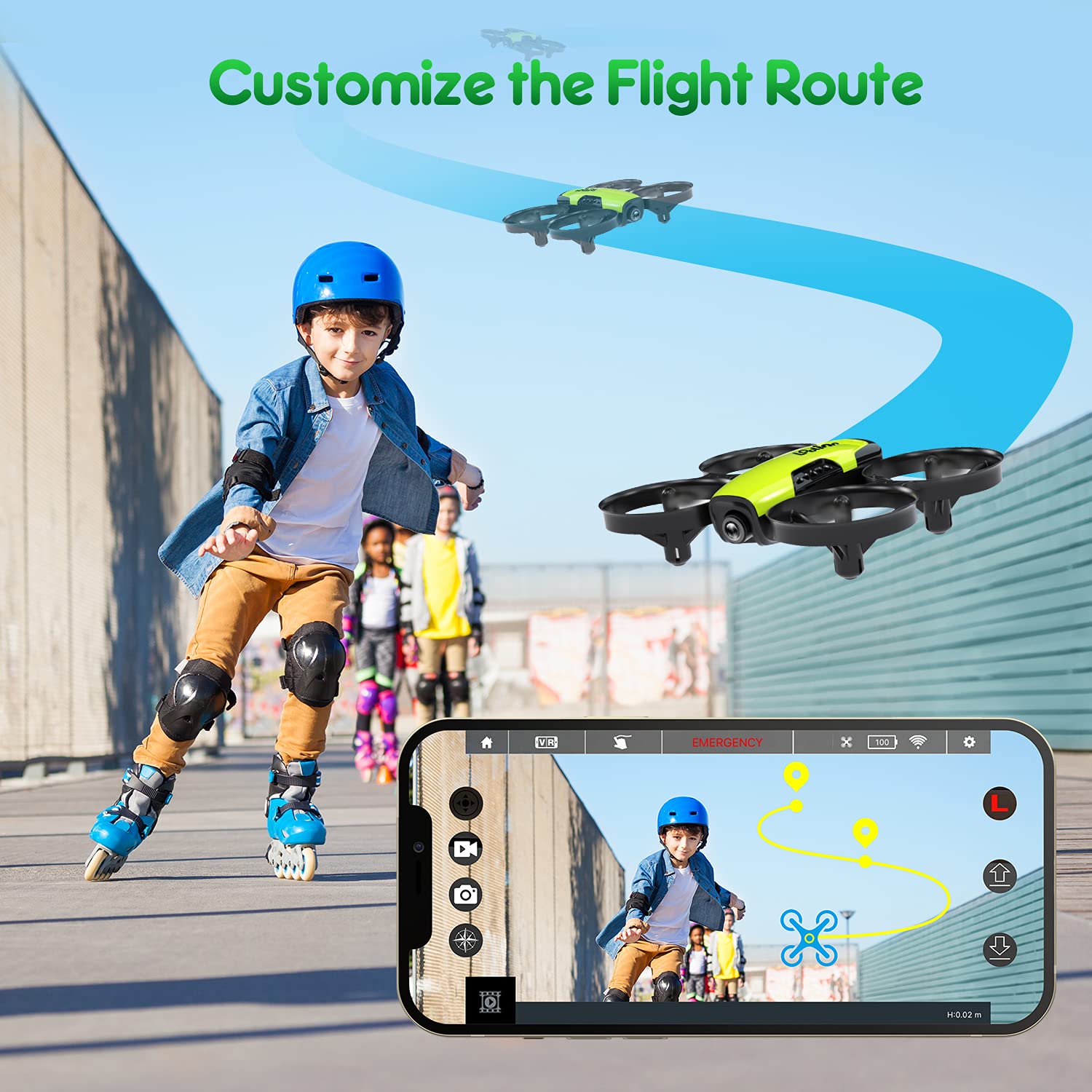 Loolinn Kids Drone with 1080P HD Camera - 90° Adjustable Angle, Altitude Hold, One Key Takeoff/Landing, 3 Batteries - Perfect Birthday Gift for Boys & Girls, Indoor/Outdoor Flying Toy for Beginners