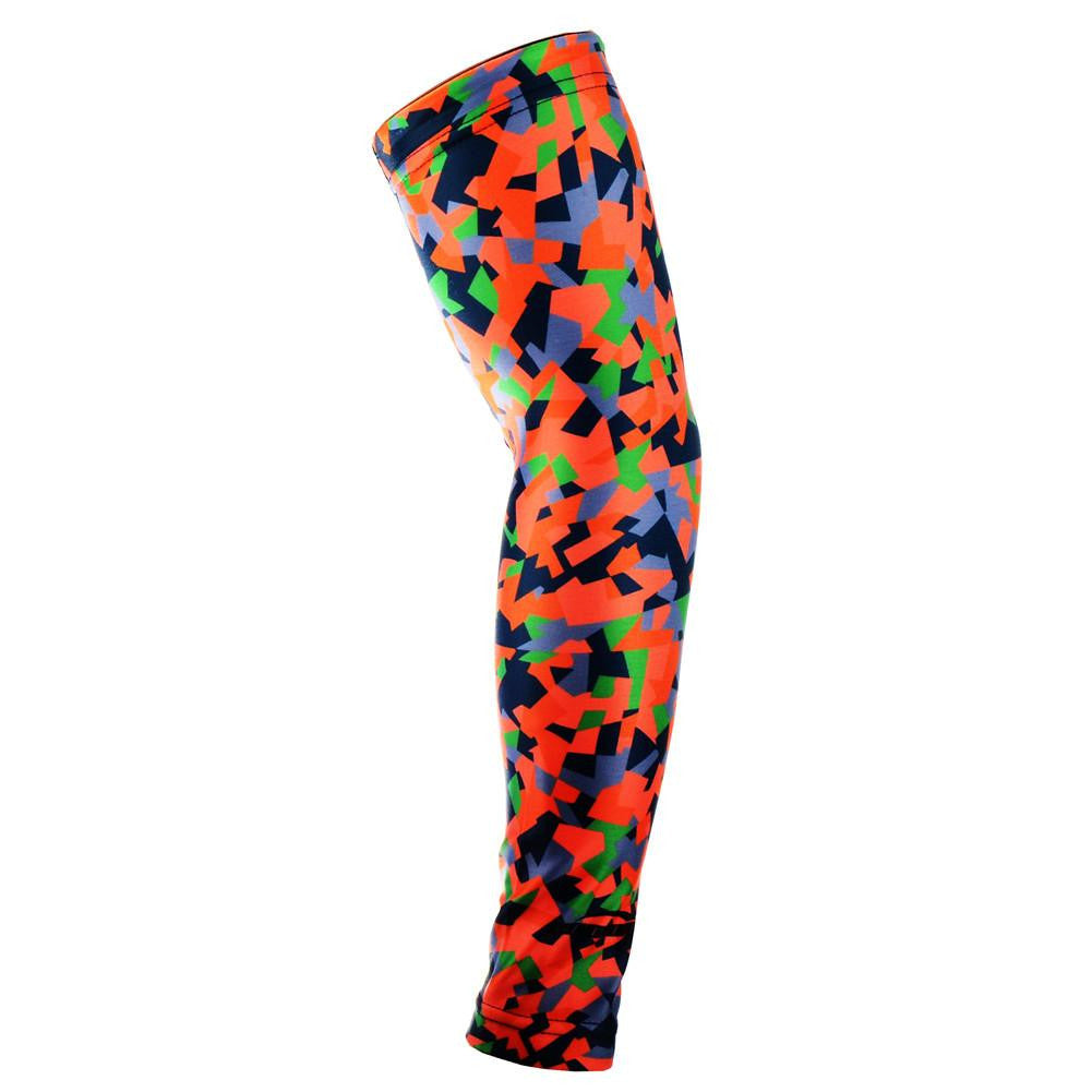 Digital Camo Orange Green Compression Arm Sleeves for Men & Women - UV Protection Sports Sleeve for Running, Basketball, Cycling & Outdoor Activities