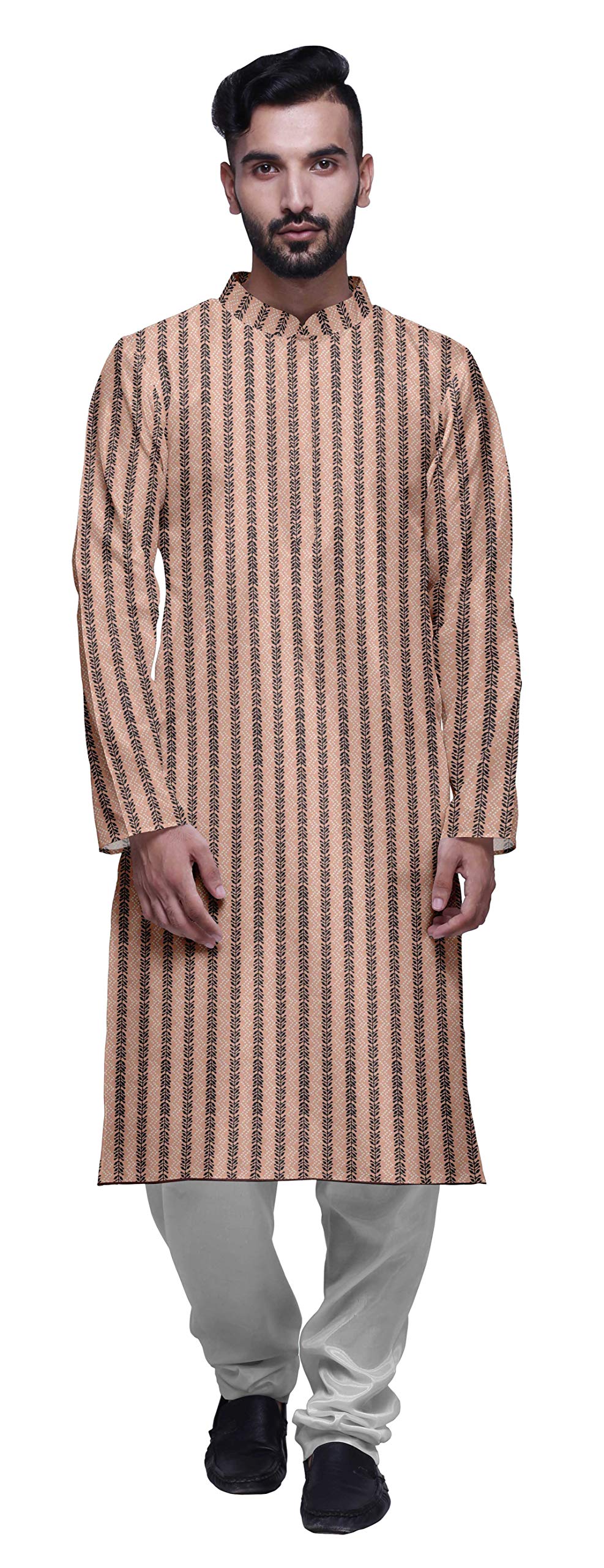 Stylish Atasi Men's Party Wear Kurta Pajama Set - Mandarin Collar Ethnic Printed Indian Traditional Outfit for Festivals, Weddings & Special Occasions