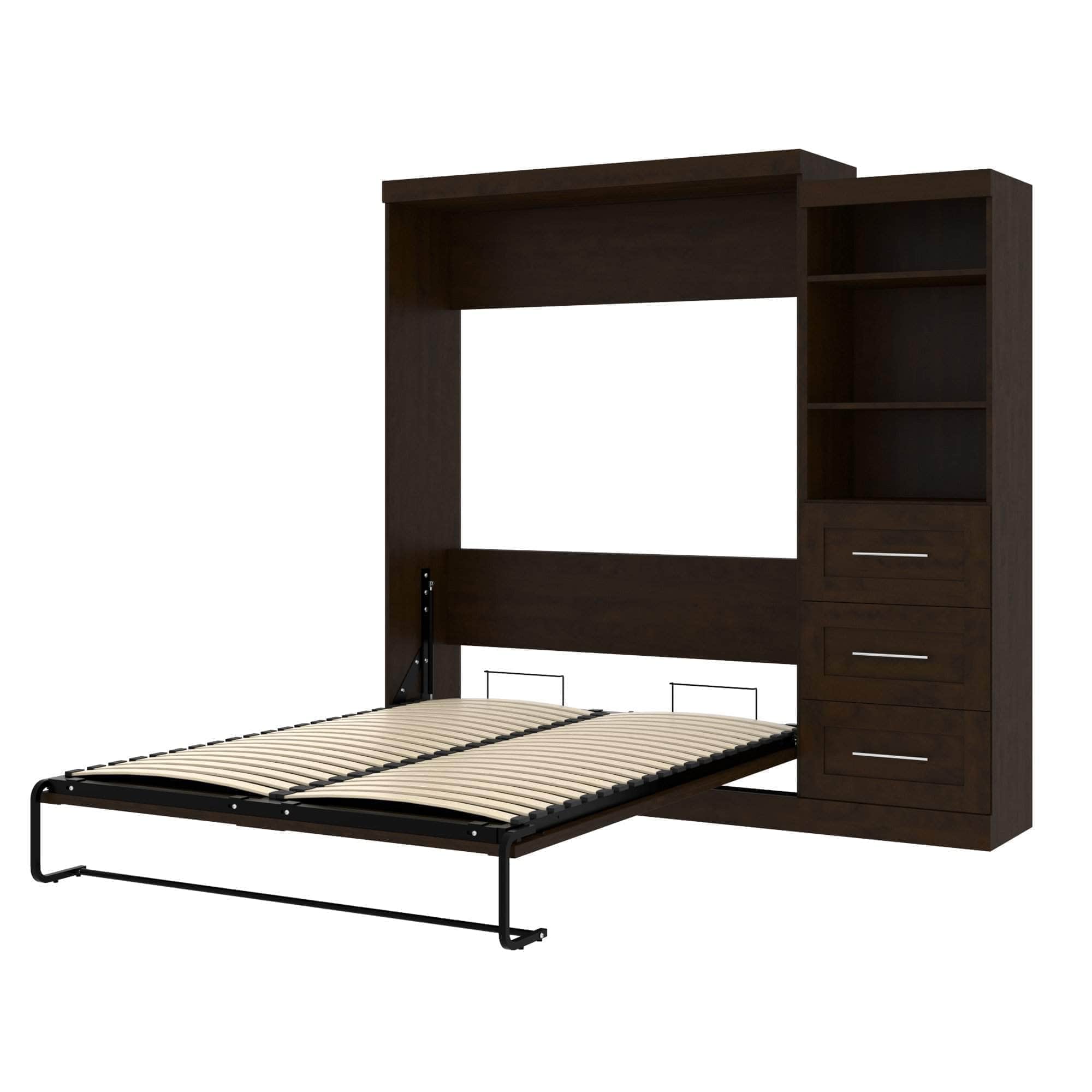 Queen Murphy Wall Bed with Storage Drawers - Space-Saving Foldable Bed for Small Rooms, Apartments & Guest Rooms (90