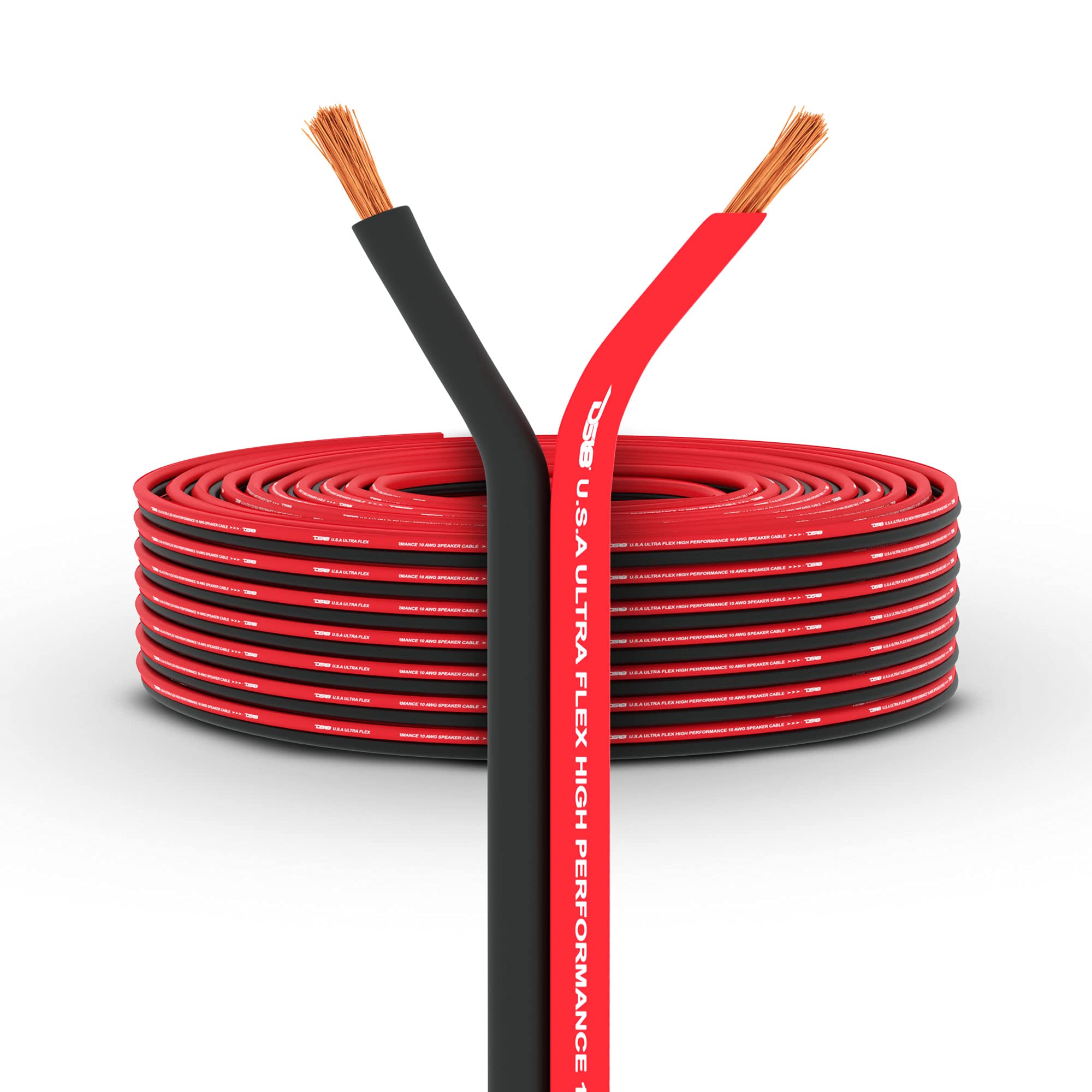 DS18 SW-10GA-100RB 10 Gauge Ultra Flexible Speaker Wire - 100ft Red & Black Oxygen-Free Copper Audio Cable for Home Theater, Car Stereo & Professional Sound Systems