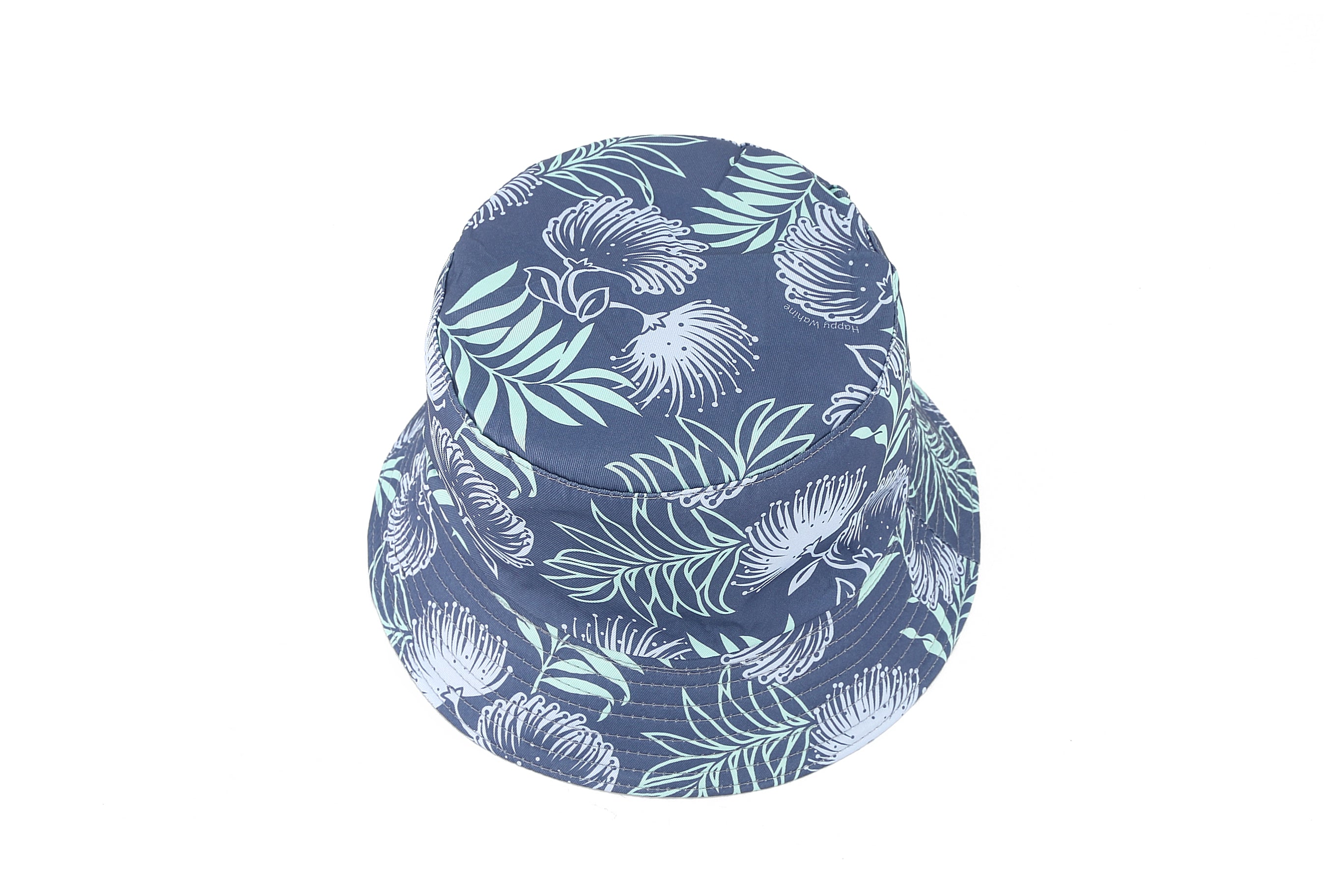 Stylish Grey Bucket Hat with Lehua Print - Trendy Sun Protection for Outdoor Activities, Beach, and Travel
