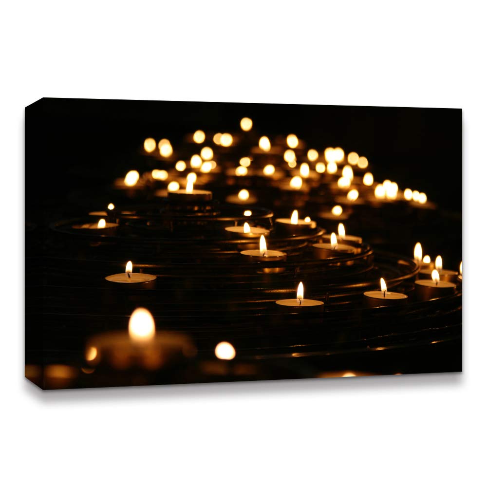 IDEA4WALL Christmas Candles Canvas Wall Art - 16x24 Inch Framed Home Decor Painting for Holiday Celebration | Perfect for Living Room, Bedroom & Christmas Party Decorations