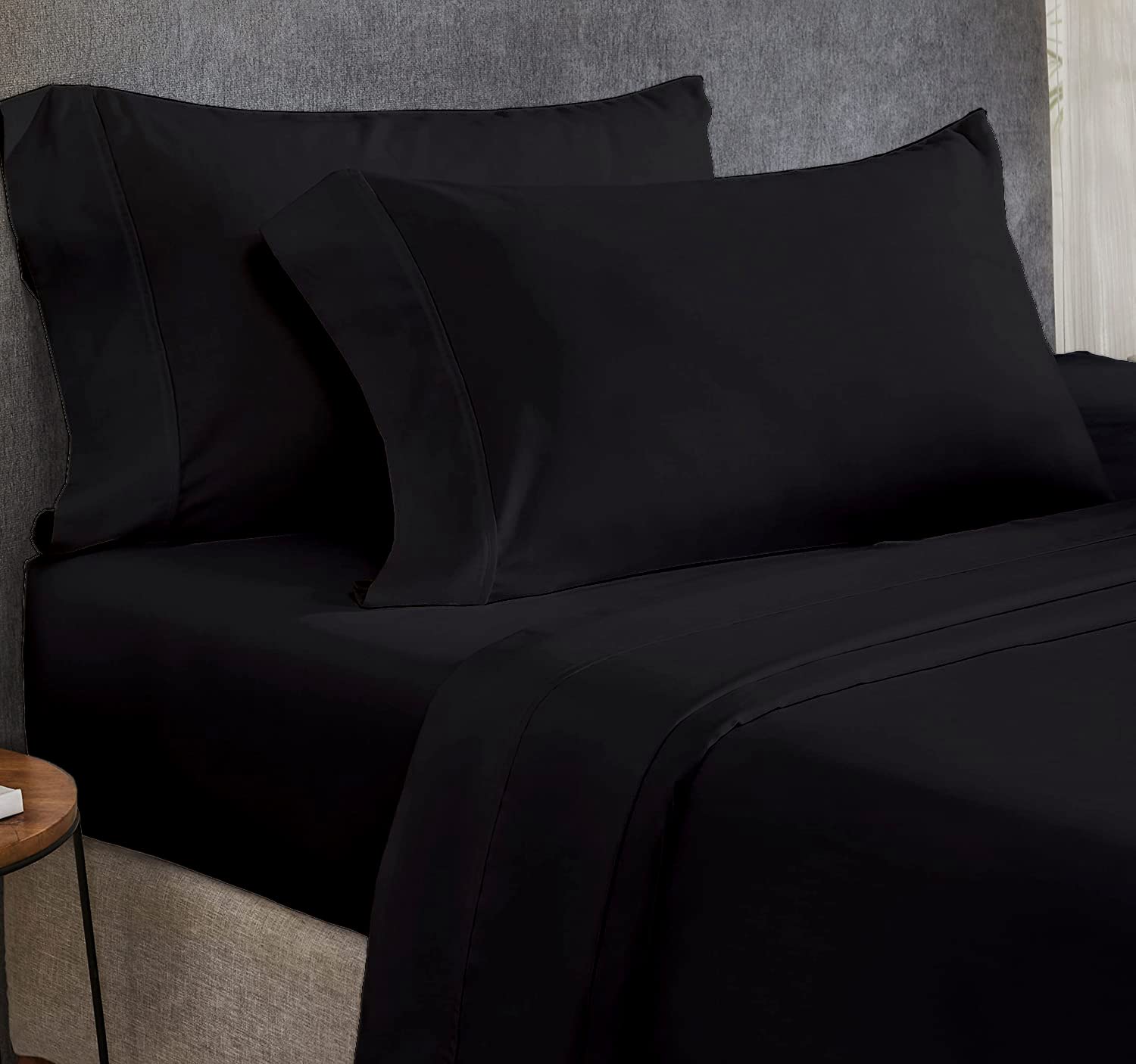 Premium 600 Thread Count Egyptian Cotton King Size Bed Sheet Set (4-Piece) - Ultra Soft Sateen Weave, 16