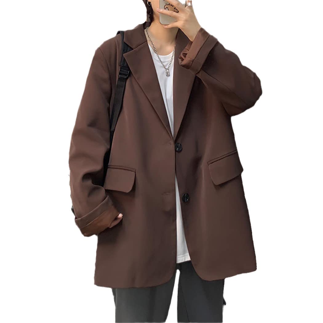 Korean Style Men's Solid Color Blazer - Business Casual Suit Jacket for Office & Streetwear | Slim Fit Loose Dress Jackets for Work, Dating & Outdoor Events