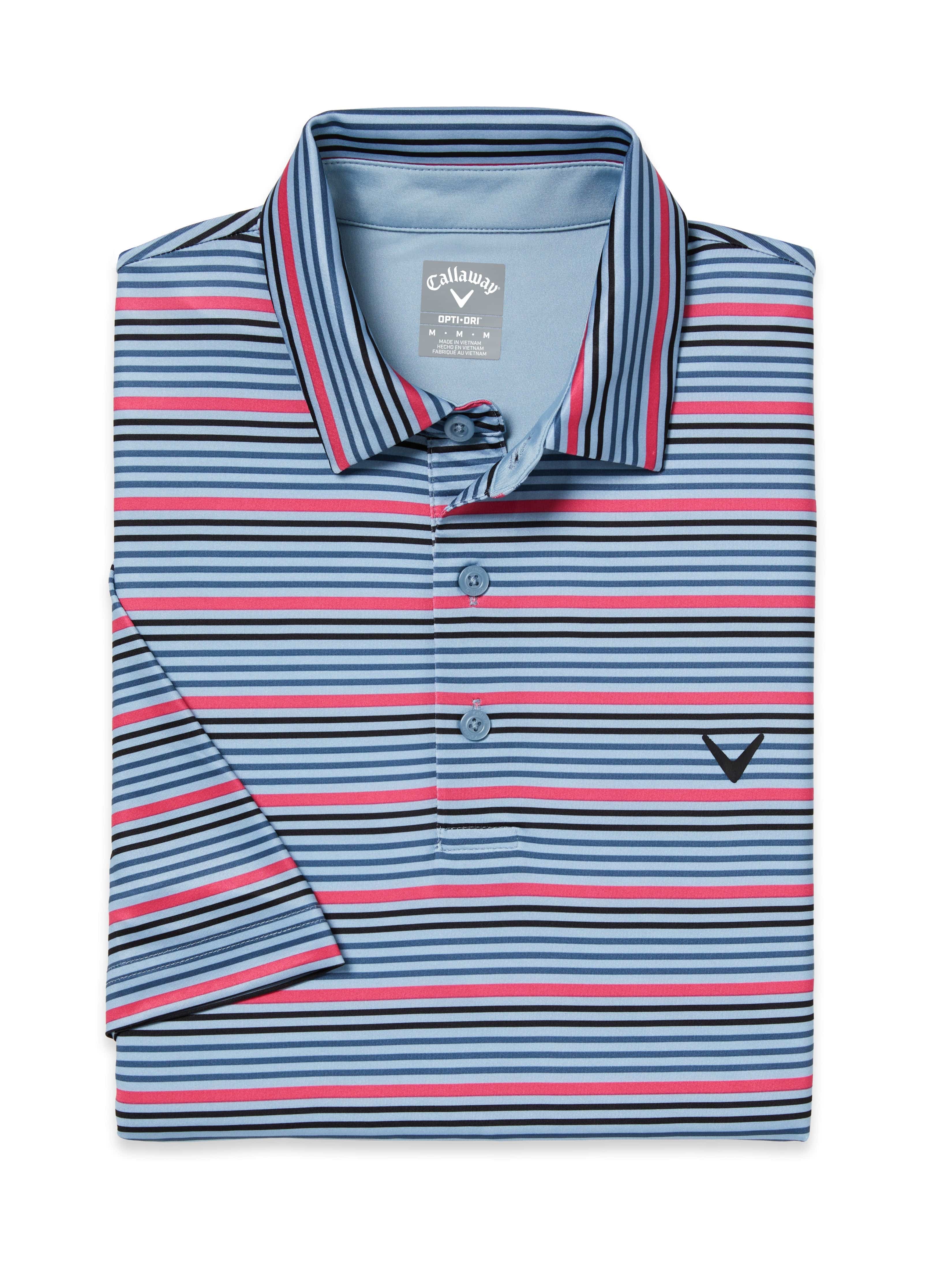 Men's Striped Golf Polo Shirt - Breathable & Moisture-Wicking Performance Tee for Golf, Casual Wear & Outdoor Activities