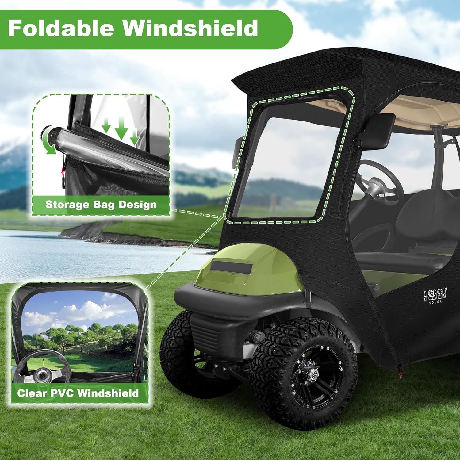 Premium Golf Cart Enclosures for Club Car Precedent - Waterproof 2-Person Cover with Hinged Doors | All-Weather Protection for Golfing, Camping & Neighborhood Rides