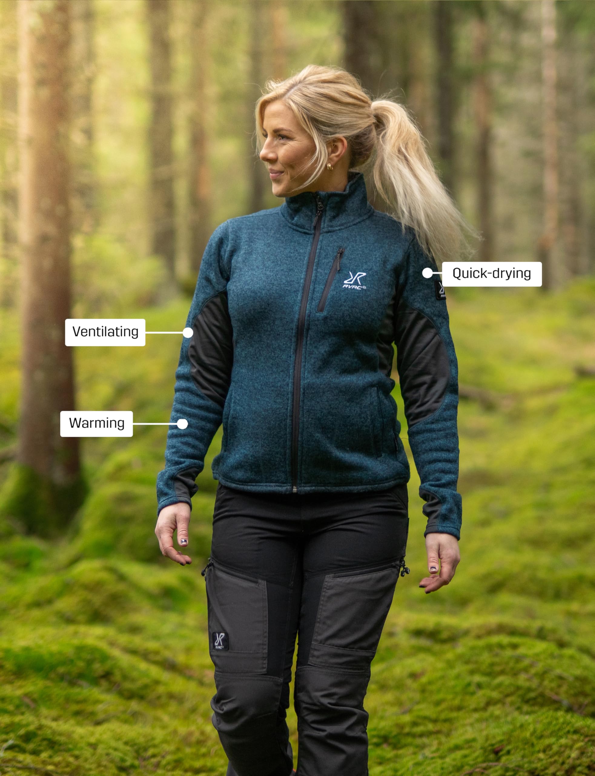 RevolutionRace Women's Fusion Fleece Jacket - Lightweight Warm Winter Coat for Hiking, Camping & Outdoor Adventures | Water-Resistant Softshell Fleece with Pockets | Perfect for Trail Running, Travel & Casual Wear