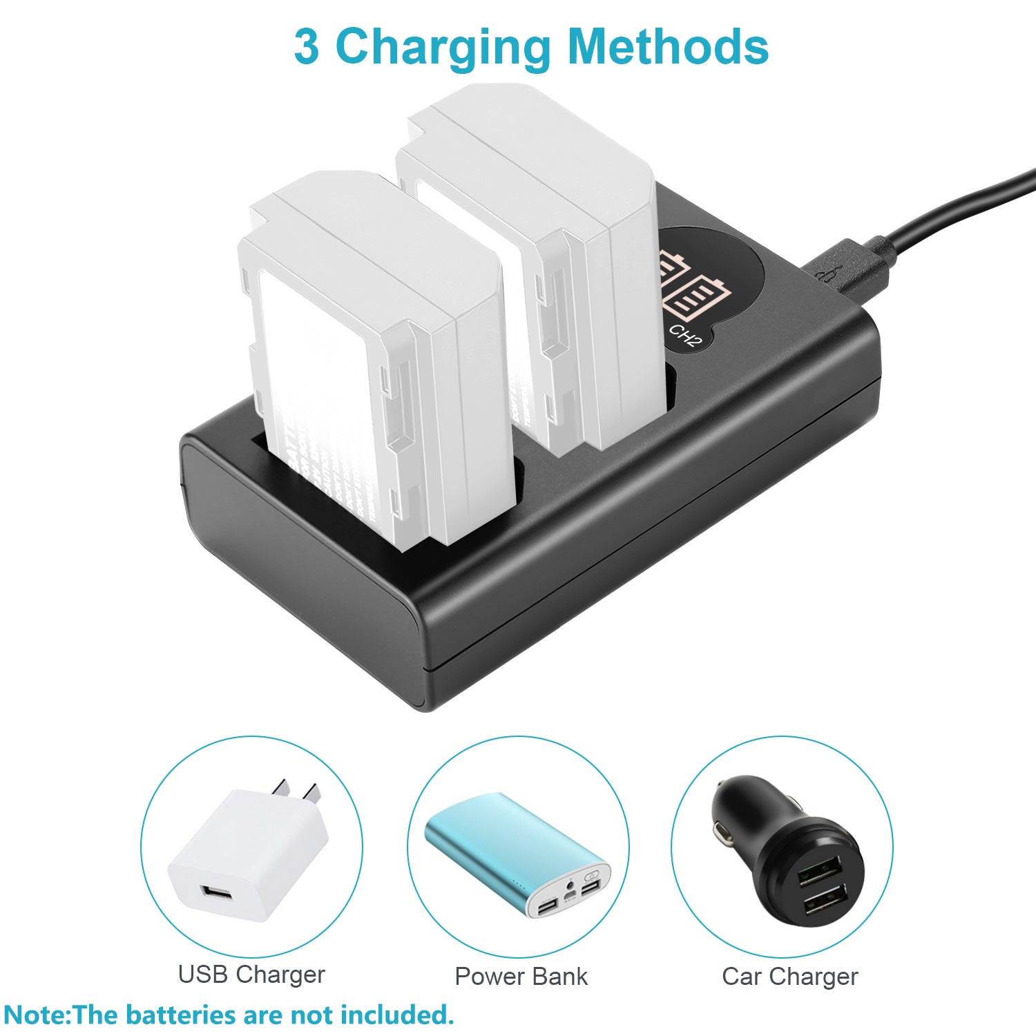 NEEWER Dual USB Battery Charger for Sony NP-FZ100 - Fast Charging for Cameras, Camcorders & More | Perfect for Travel, Vlogging & Professional Photography
