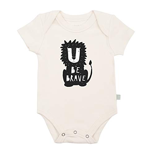 Finn + Emma Organic Cotton Graphic White Baby Bodysuit - Be Brave, 0-3 Months | Soft & Hypoallergenic Infant Onesie for Newborns | Perfect for Playdates, Photo Shoots & Everyday Comfort