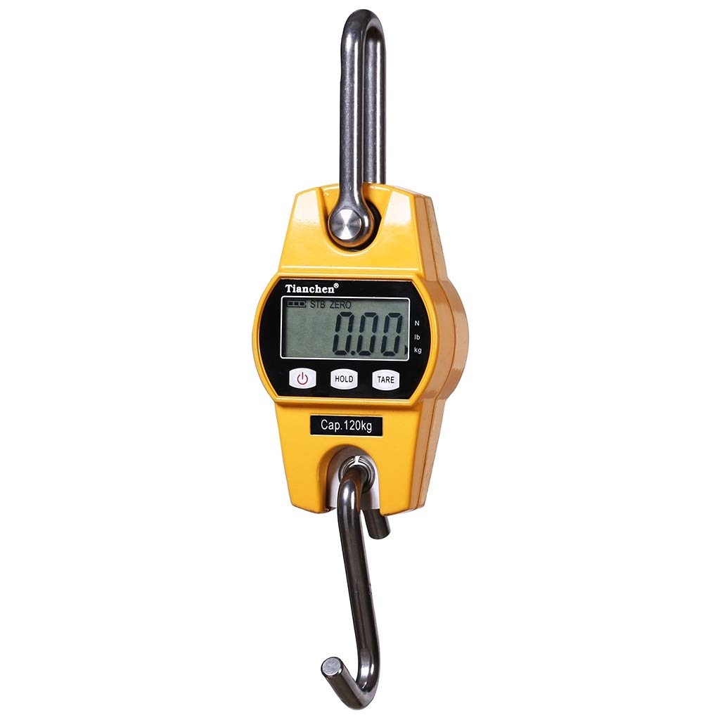 Digital Hanging Scale 30kg/0.2kg - Stainless Steel Heavy Duty Industrial Hanging Scale with LCD Display - Yellow Hanging Weight Scale for Home, Farm, Market, Fishing & Hunting | Perfect for Weighing Luggage, Livestock, Game and Produce