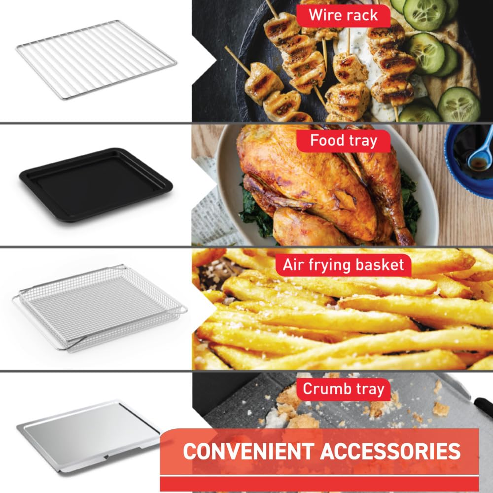 T-fal 9-in-1 Toaster Oven Air Fryer Combo - Stainless Steel Convection Countertop Oven with Fast Heat-Up, 7 lb Chicken Capacity - Toast, Bake, Air Fry, Reheat, Broil - Perfect for Small Kitchens, Dorms & Quick Meals