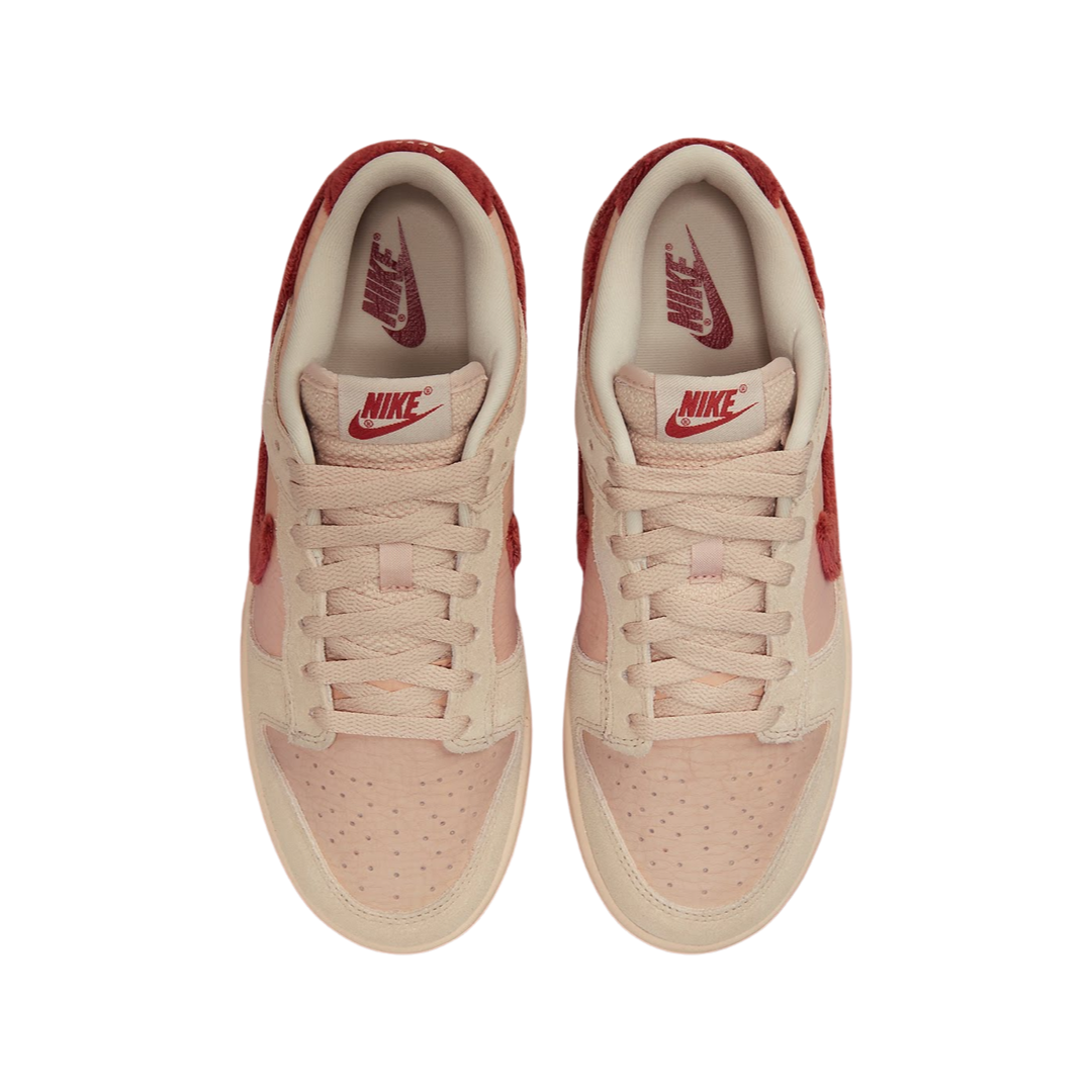 Nike Women's Dunk Low Sneakers - Terry Swoosh Shimmer Mars Stone Sanddrift DZ4706-200 | Casual Fashion Shoes for Women | Perfect for Streetwear, Gym & Everyday Wear