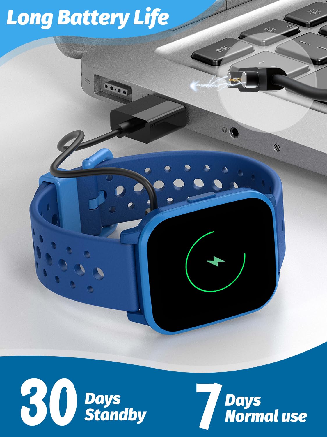 Kids Smart Watch for Boys & Girls Ages 4-16 - Waterproof Fitness Tracker with 19 Sports Modes, Sleep Monitor & Pedometer - Perfect Birthday Gift for Kids (Blue) - Ideal for School, Outdoor Activities & Daily Health Tracking