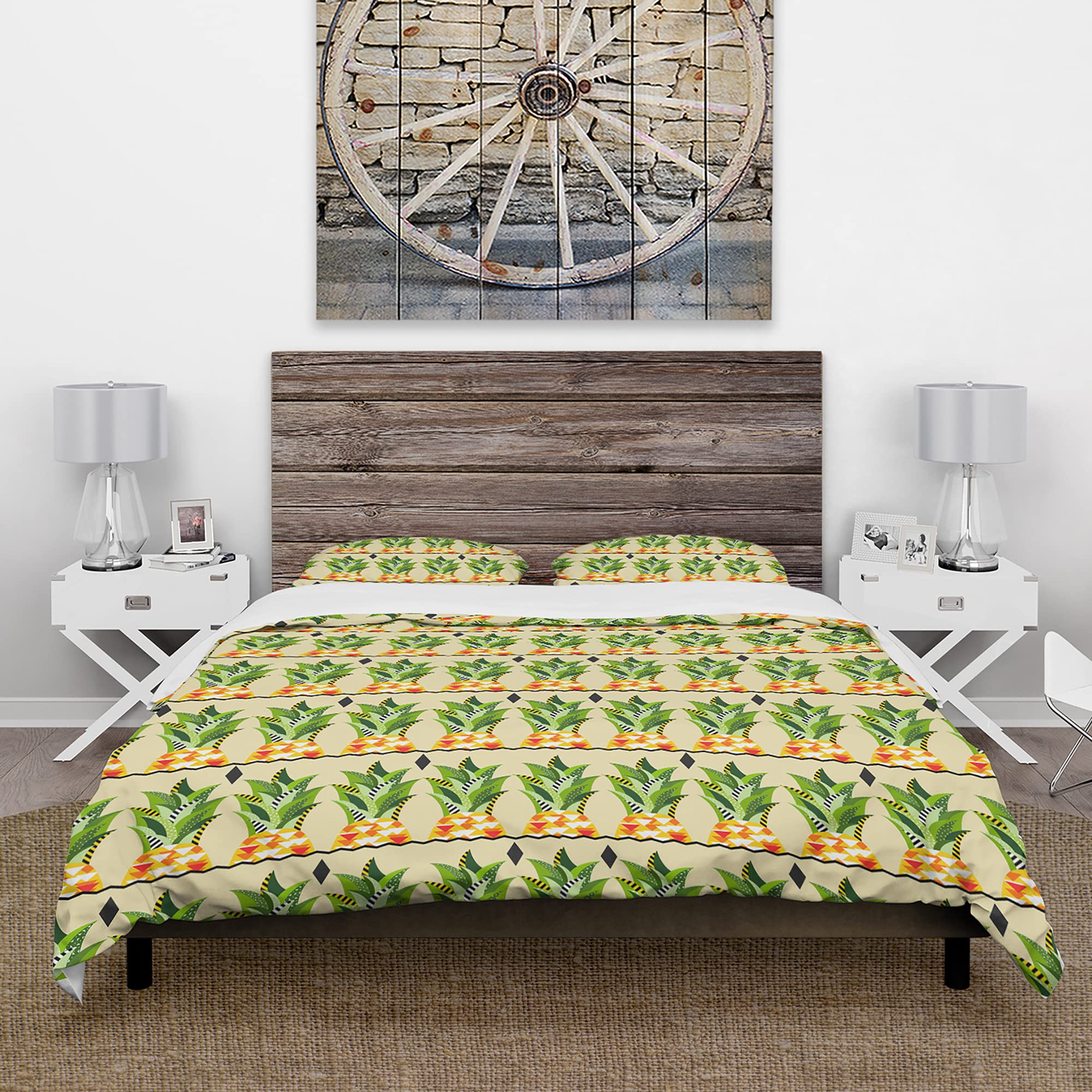 DesignQ Pineapple Heads with Geometric Body Duvet Cover Set | Soft & Stylish Bedding for Kids & Adults | Perfect for Bedrooms, Dorms, and Guest Rooms