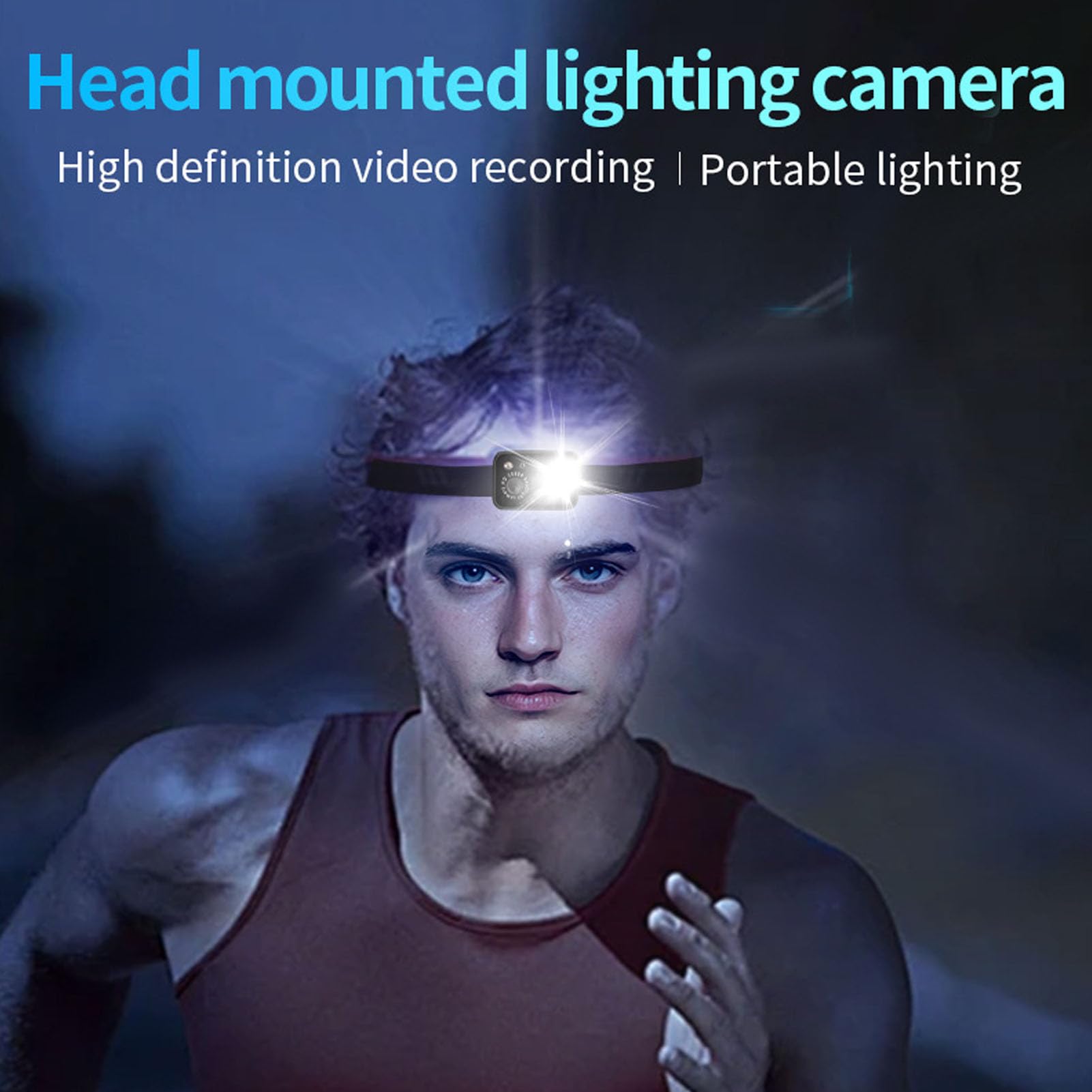 Xiuganpo 1080P HD Action Camera with 45° Adjustable LED Headlamp - Rechargeable Wearable Body Camera for Outdoor Camping, Night Reading, Vehicle Repairs & Emergency Work