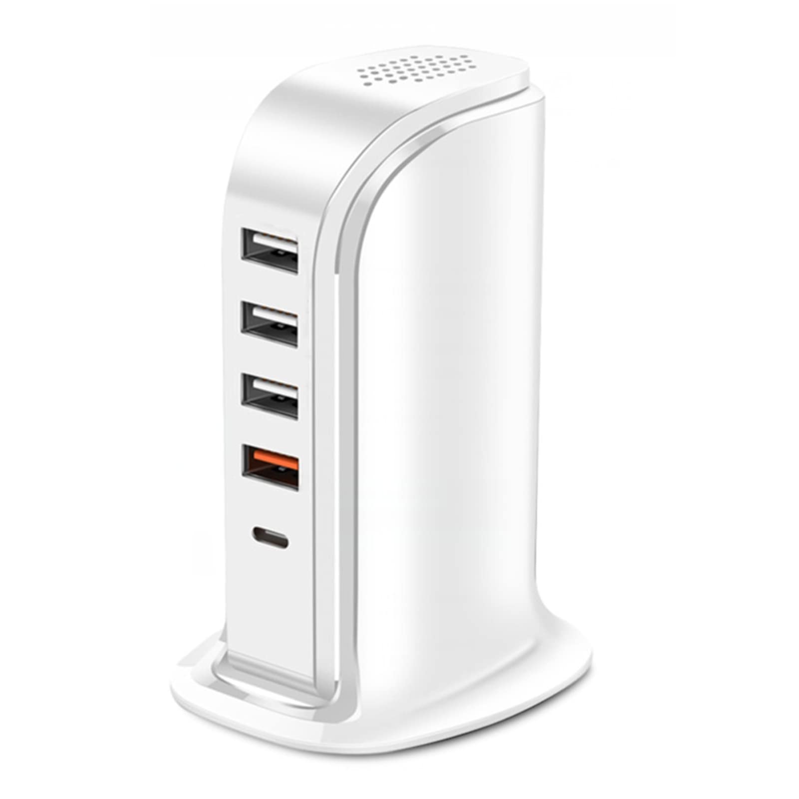 4-Port USB Charging Station with QC 3.0 & PD Fast Charge - Vertical Multi-Device Charger for Smartphones, Tablets & More (3A Output, Universal Voltage, EU Plug) - Perfect for Home, Office & Travel Charging Needs