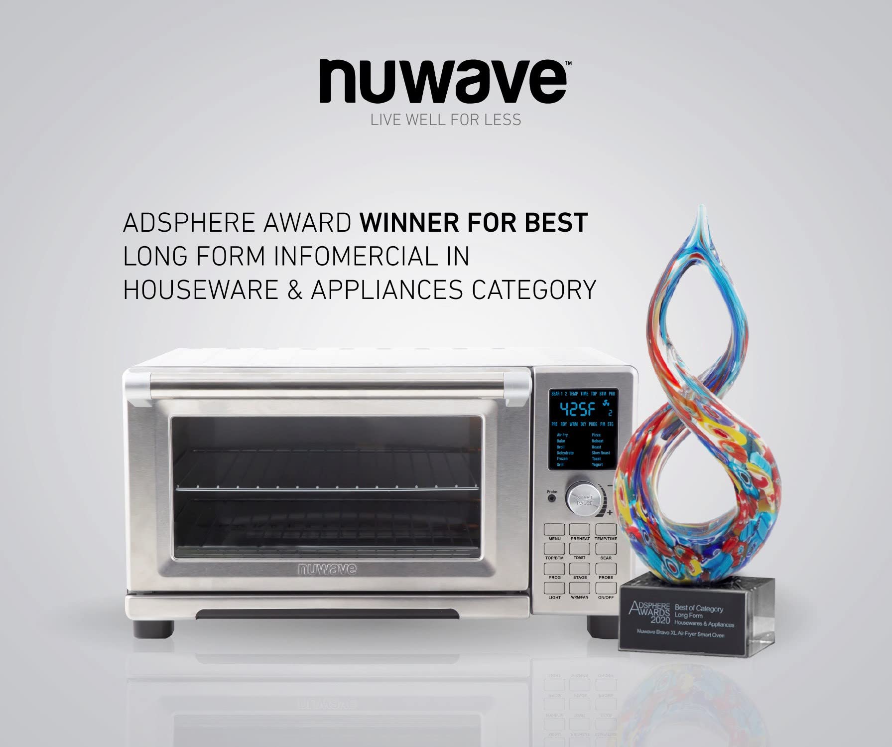 Nuwave Bravo 12-in-1 Air Fryer Toaster Oven with Convection - 30 Quart XL Capacity, 50°F to 500°F Temperature Control, Adjustable Top & Bottom Heaters (0%-100%), Brushed Stainless Steel - Perfect for Baking, Roasting & Air Frying in Small Kitchens