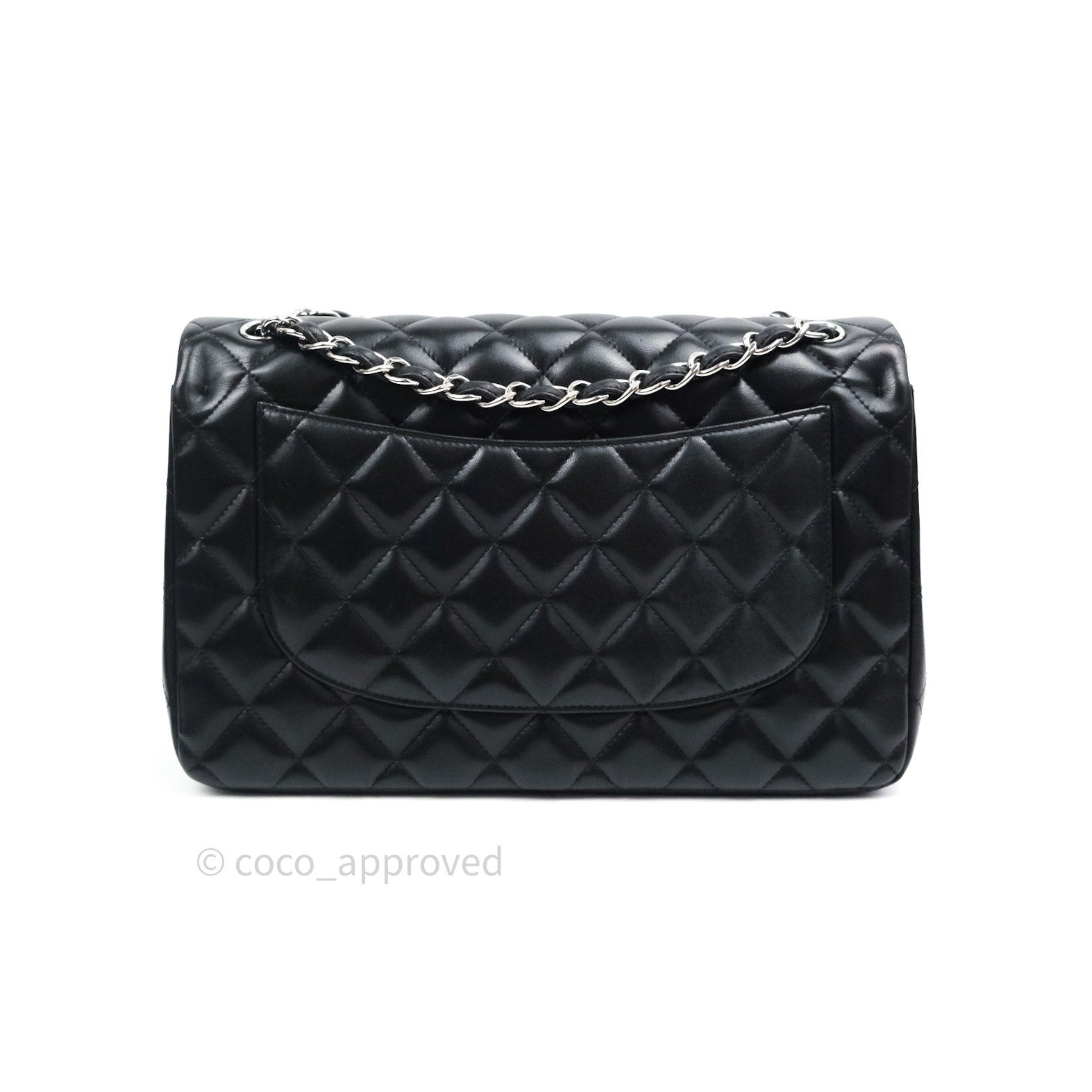 Chanel Classic Jumbo Double Flap Bag Black Lambskin Leather with Silver Hardware - Luxury Designer Handbag for Women, Perfect for Evening Events & Special Occasions