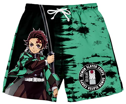 Demon Slayer Tanjiro Faux Split Wash Men's Lounge Shorts - Anime Cosplay Pajama & Casual Wear for Home, Gym, and Summer Outfits