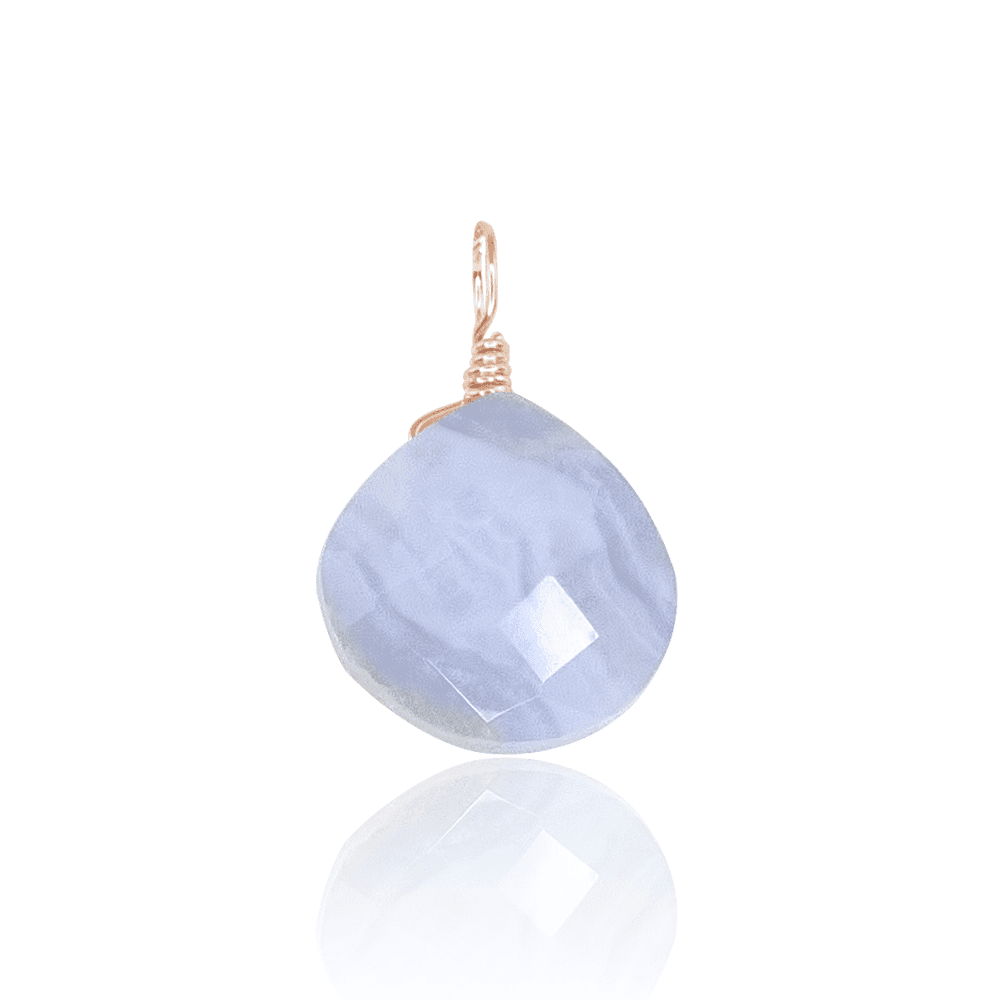 Tiny Blue Lace Agate Teardrop Pendant Necklace - Natural Gemstone Jewelry for Women, Elegant Gift for Birthday & Anniversary - Perfect for Everyday Wear & Special Occasions