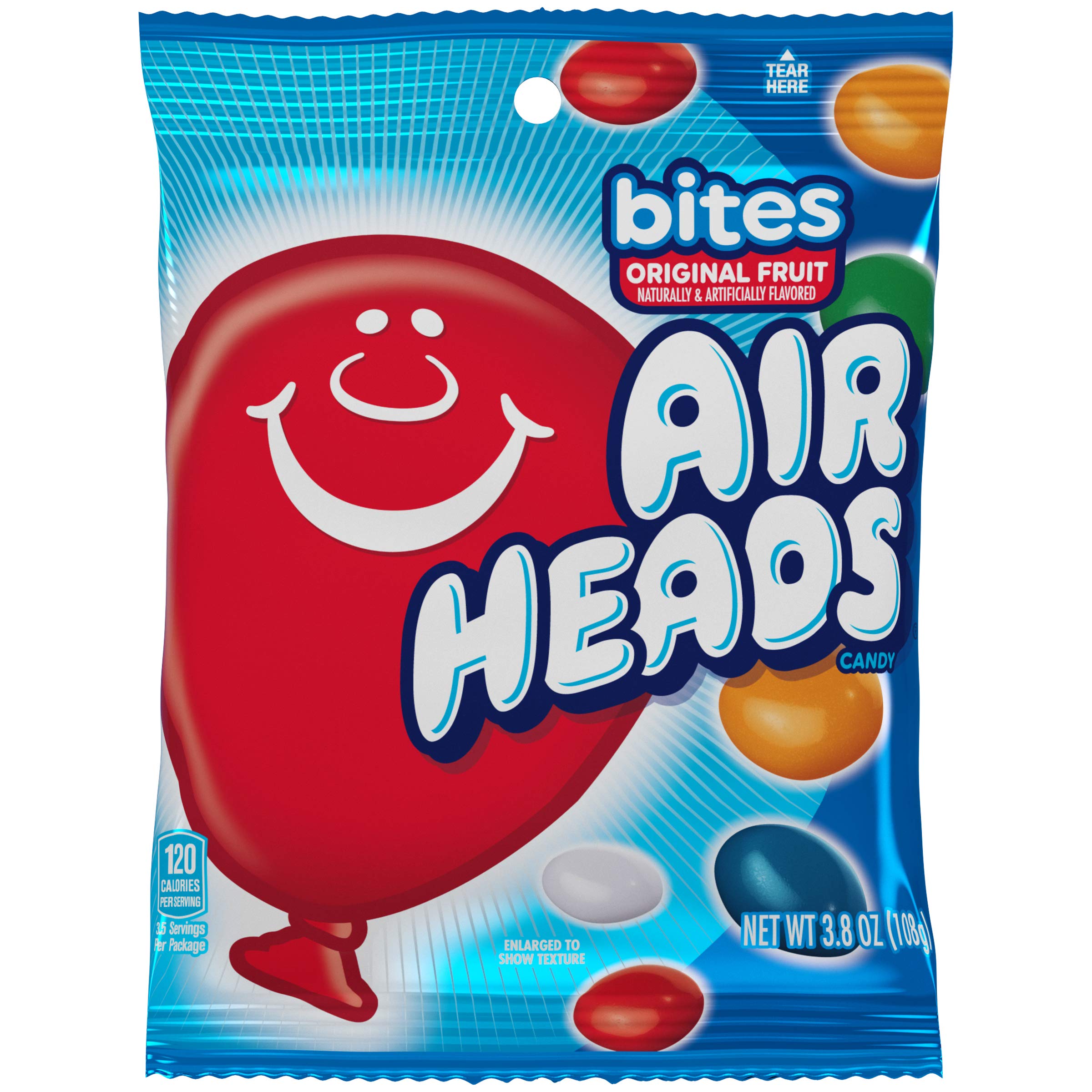 Airheads Bites Candy Peg Bag - Assorted Fruit Flavors, 3.8oz - Perfect for Birthday Parties, Halloween Treats & Office Snacks