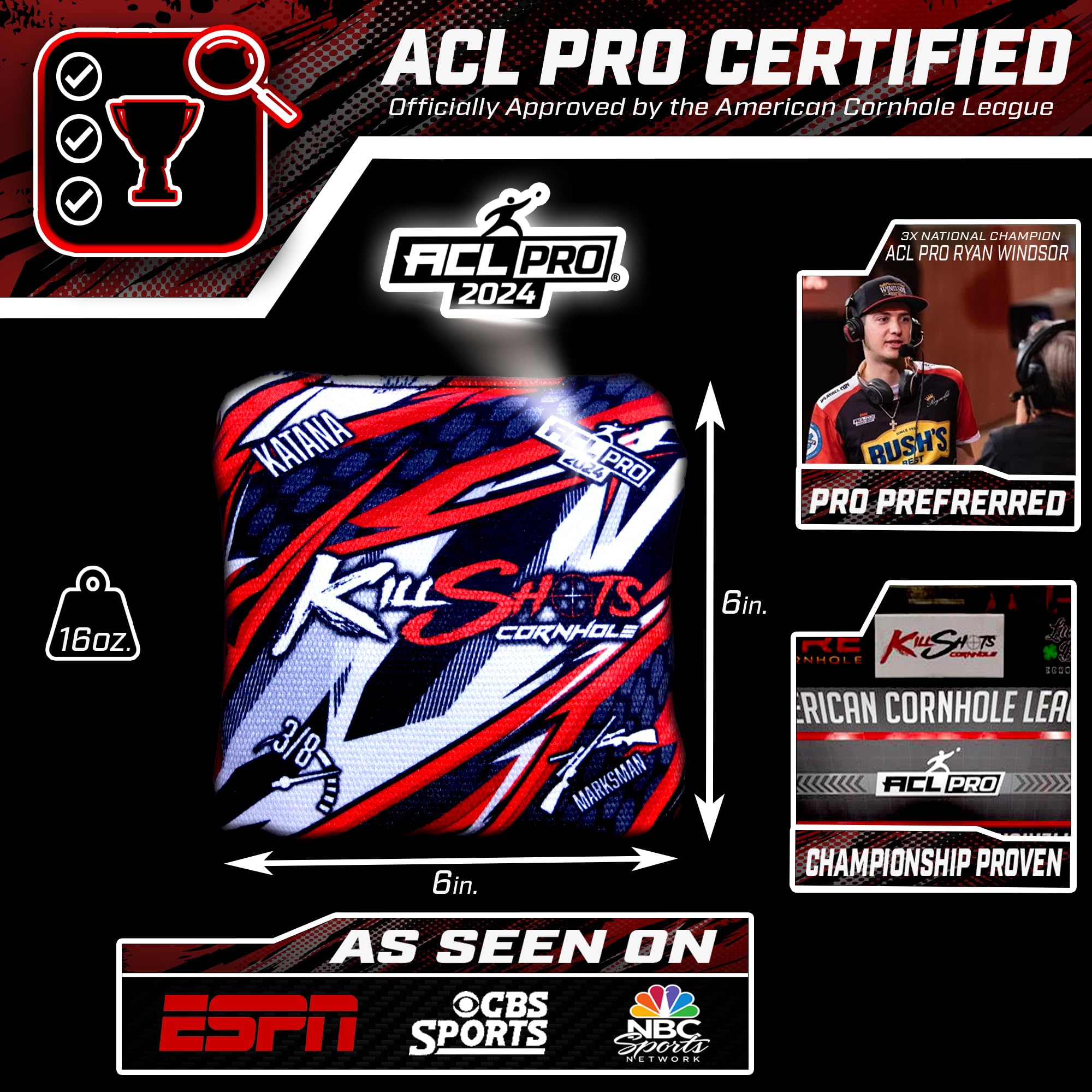 ACL Pro Certified Cornhole Bags - AK47 Series Limited Edition | Premium Dual-Speed Game Bags for Outdoor Parties, Tailgating & Backyard Fun | Durable Weather-Resistant Set of 4 (Killshots Brand)
